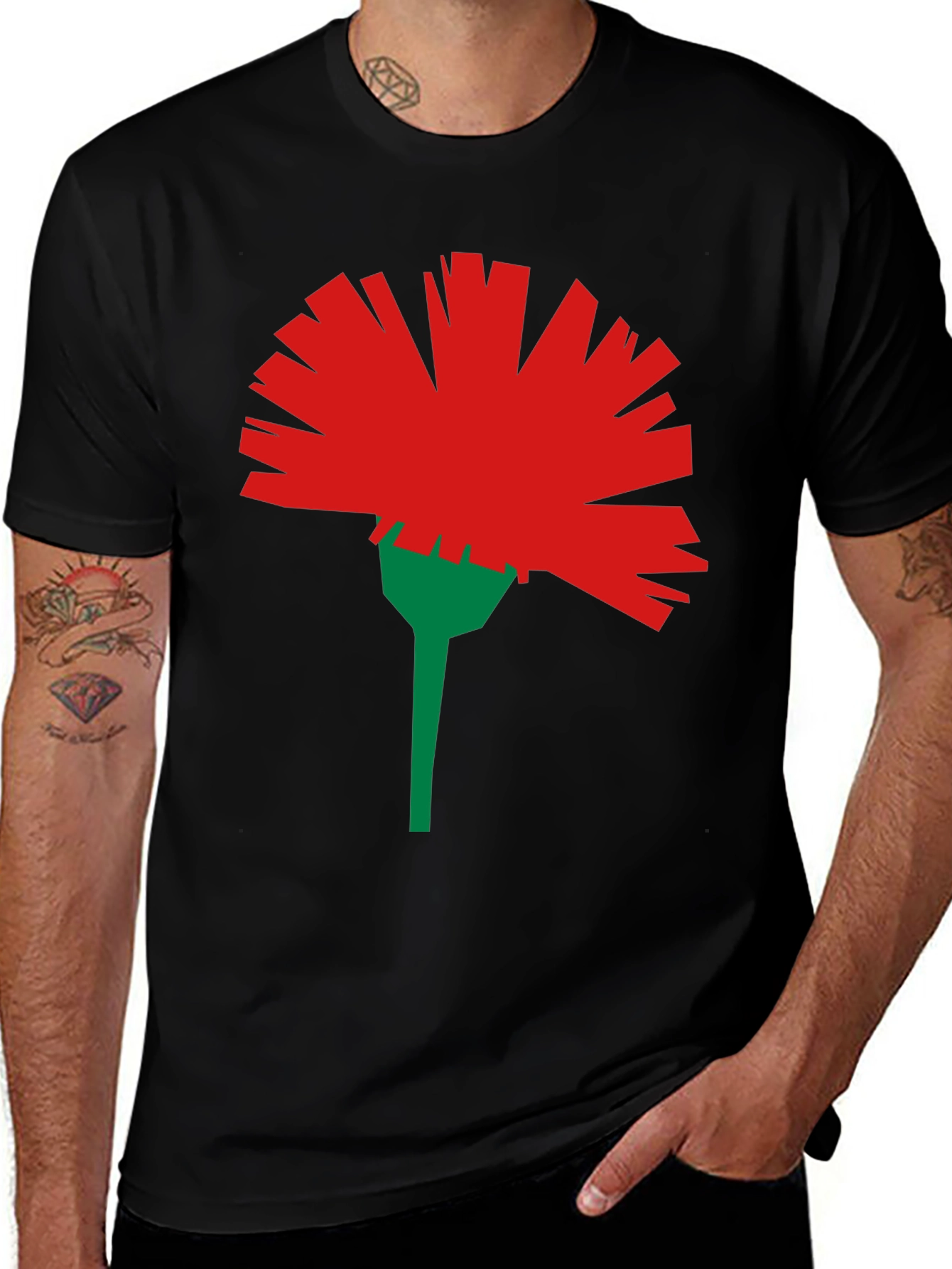 Variant 25 of Graphic Flower T-Shirt - Modern Black Tee