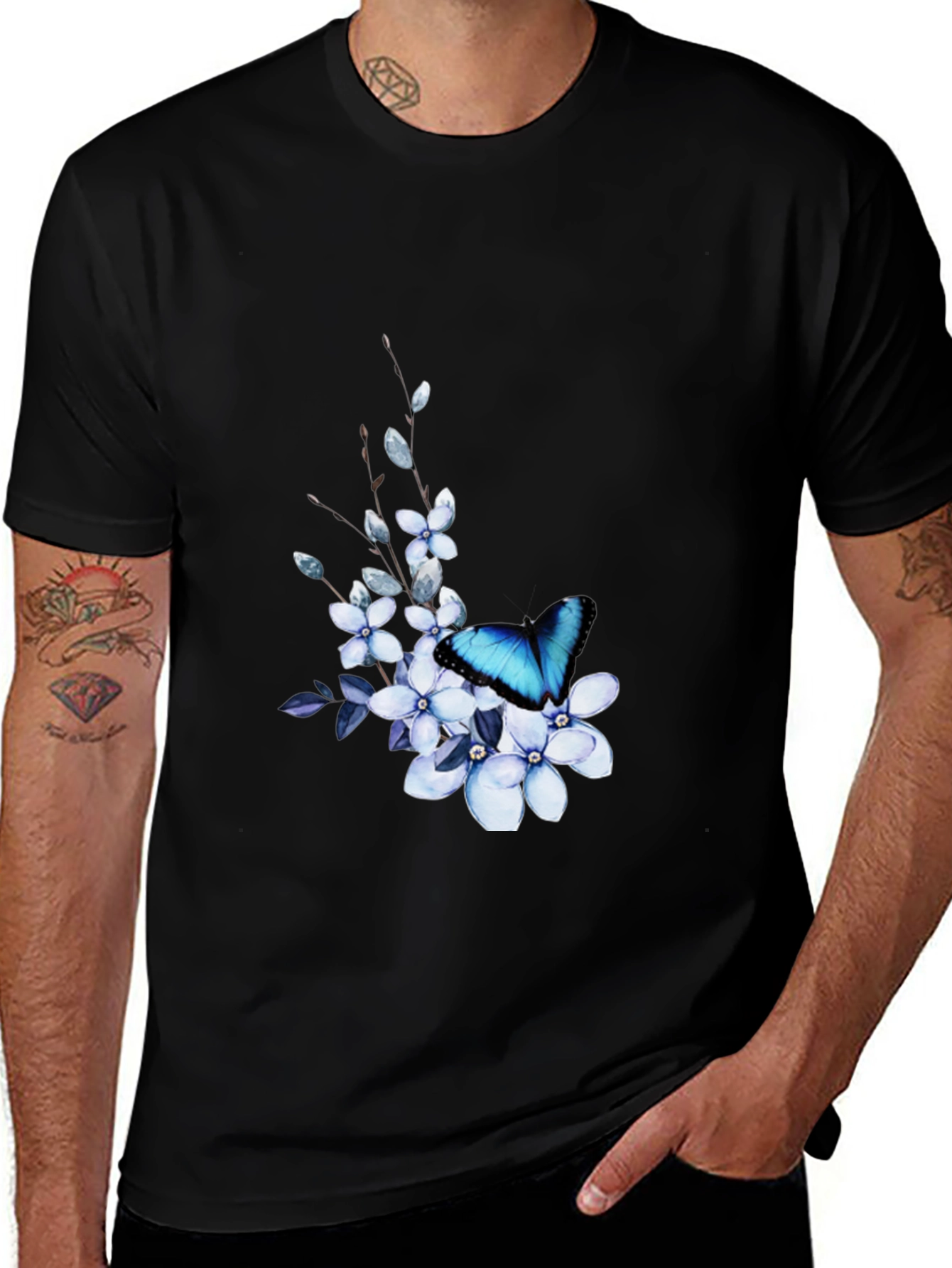 Variant 13 of Butterfly Floral Black Tee