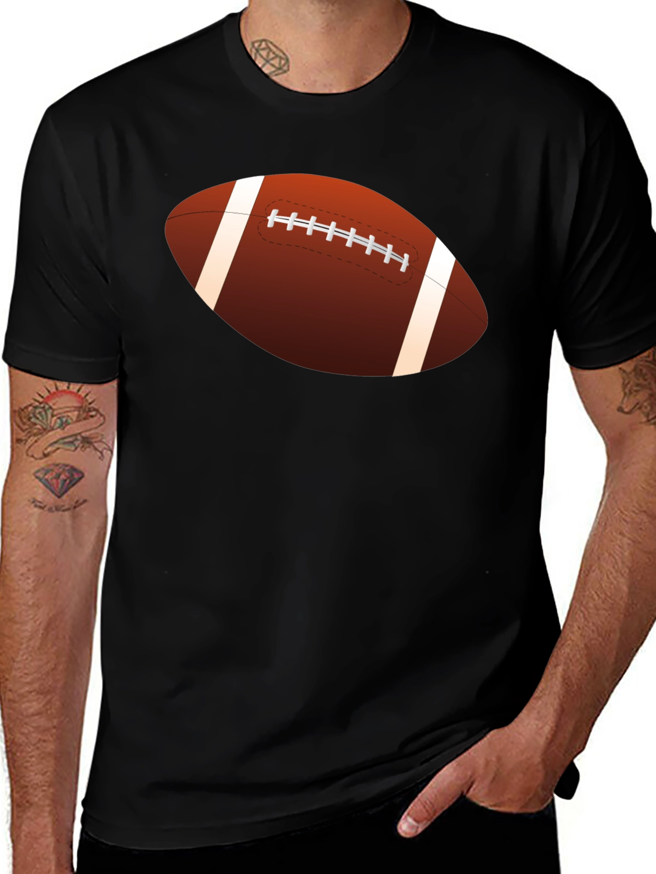 Variant 17 of Football Graphic Tee - Black Short Sleeve Casual Shirt