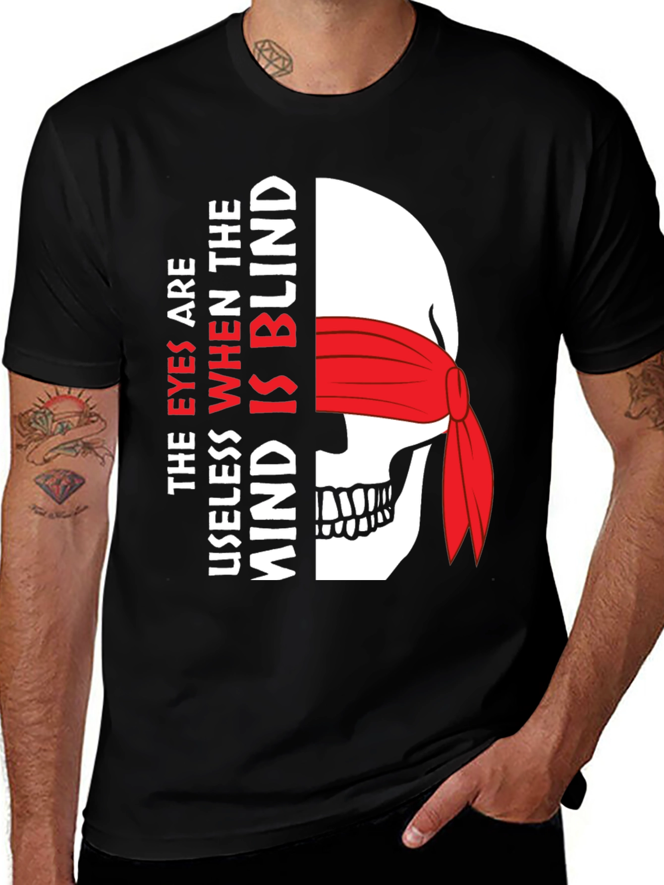 Variant 15 of Eyes Useless Blind Mind Skull Graphic Tee