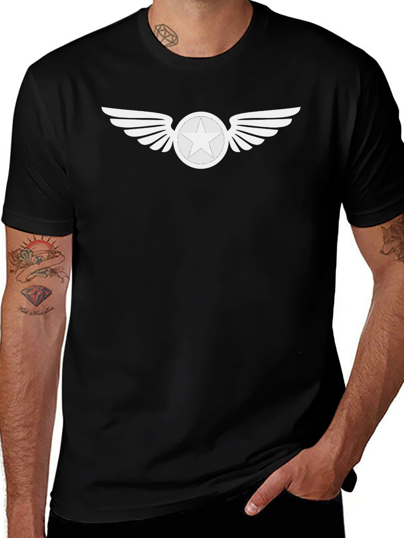 Variant 28 of Winged Star Graphic Tee - Black