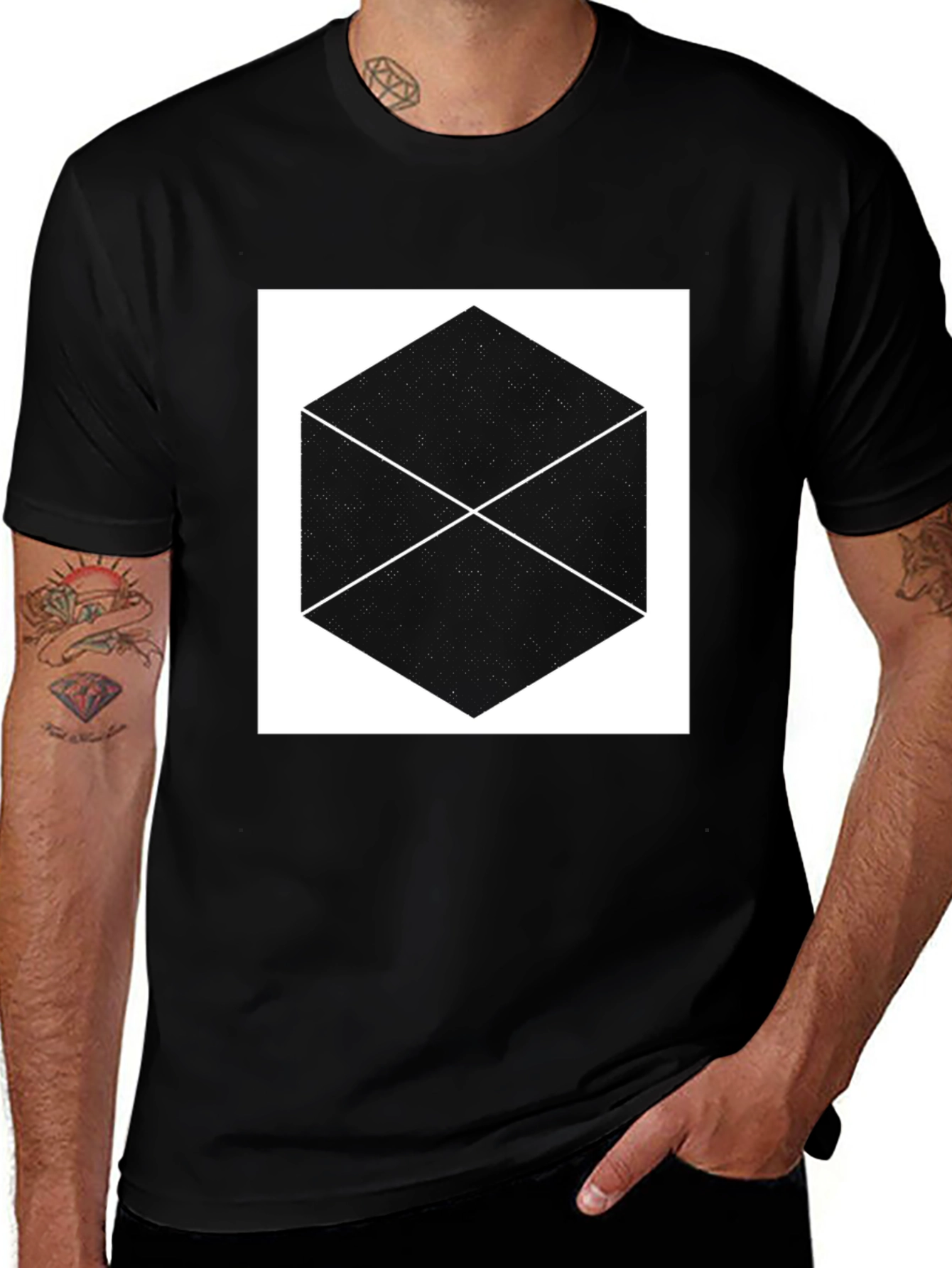 Variant 6 of Geometric Hexagon Graphic Tee - Modern Minimalist Design