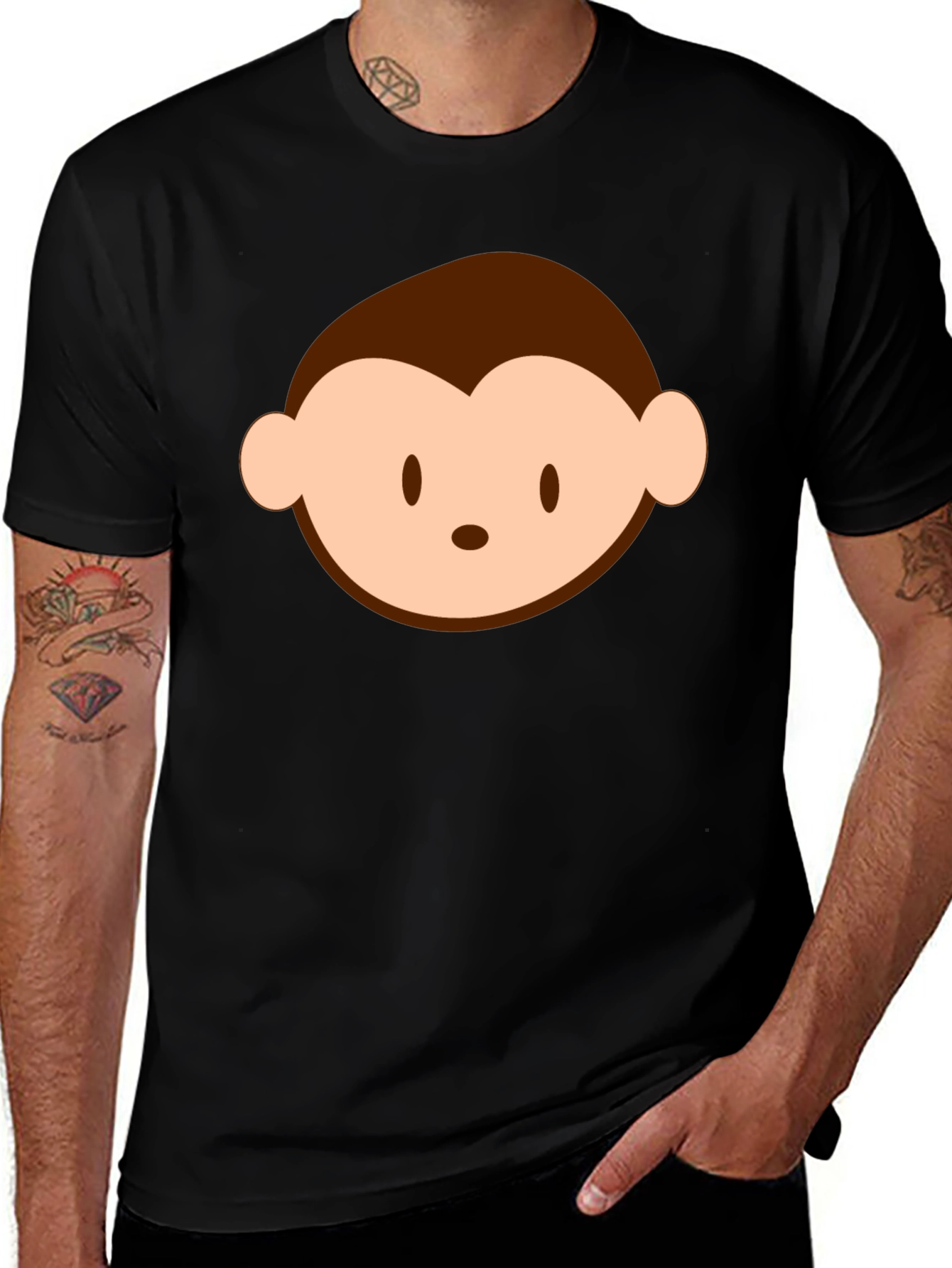 Variant 10 of Monkey Face Graphic T-Shirt, Short Sleeve, Black