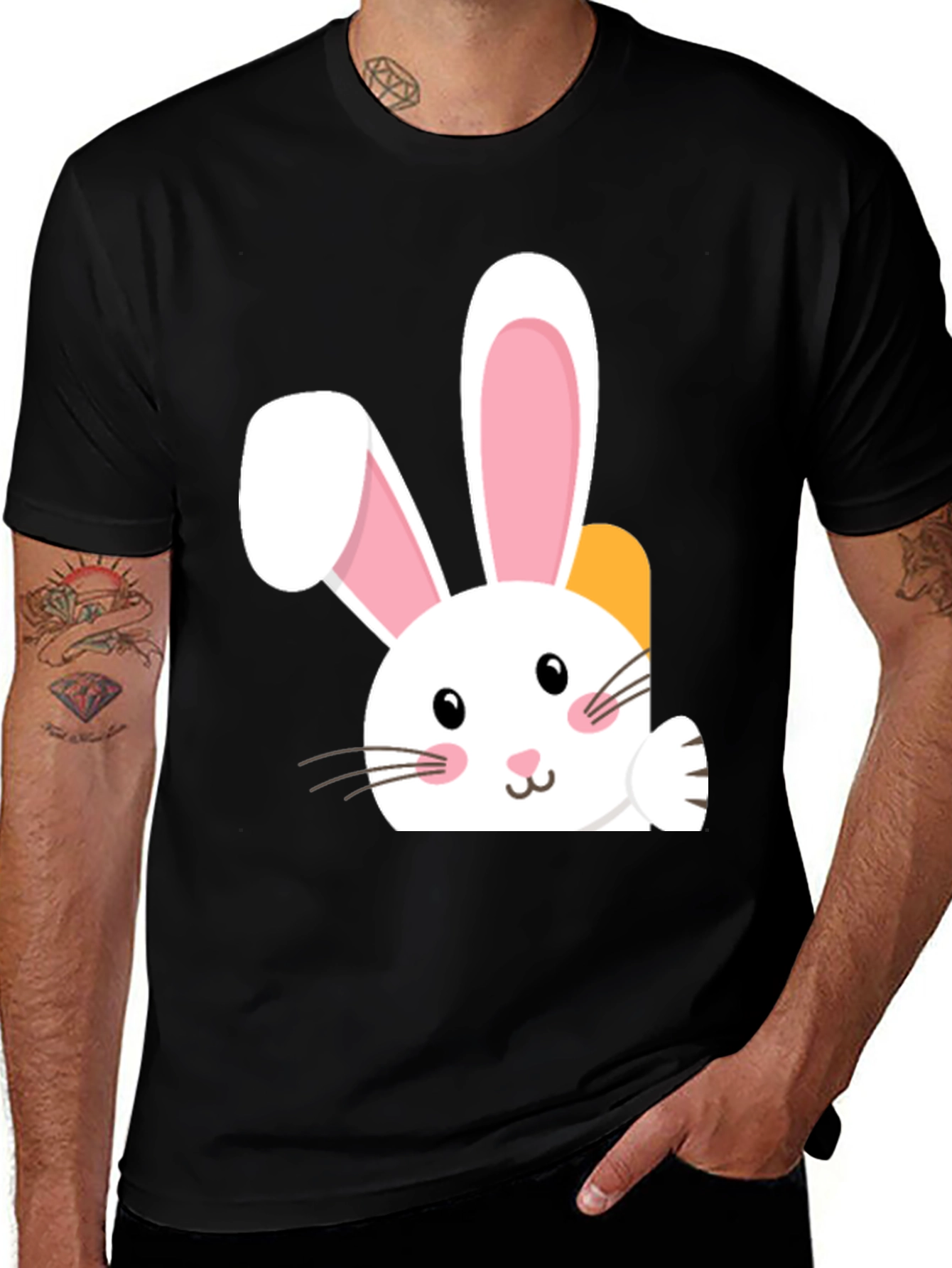 Cute Easter Bunny Black T-Shirt