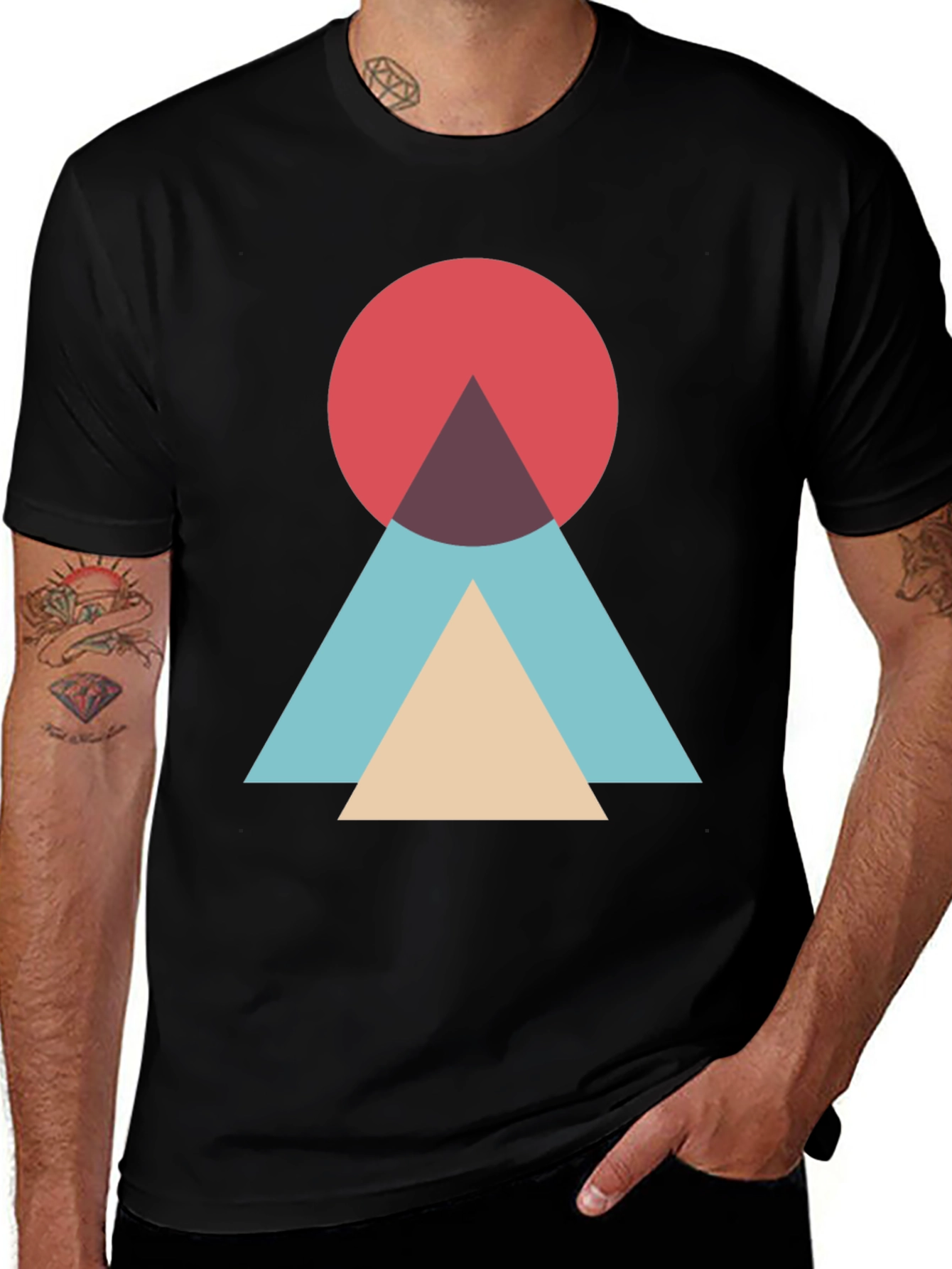 Variant 9 of Geometric Circle & Triangle Graphic Tee - Modern Style