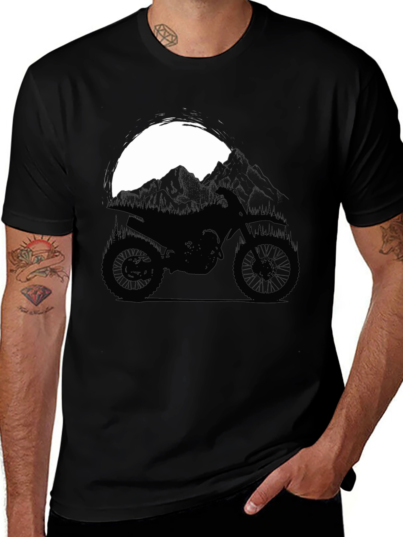 Variant 12 of Mountain Bike Silhouette Graphic Tee - Black