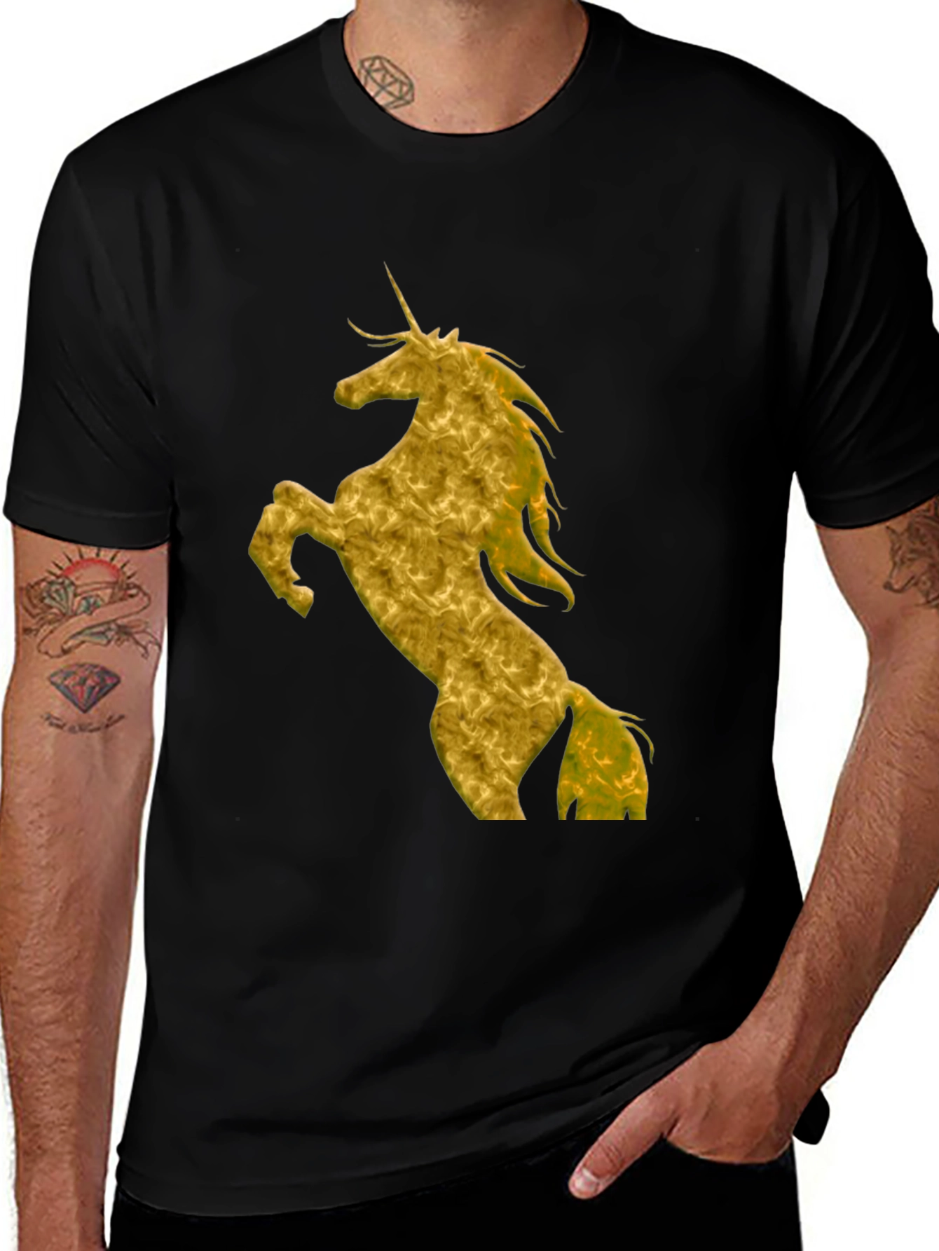 Variant 3 of Golden Unicorn Graphic Tee - Black