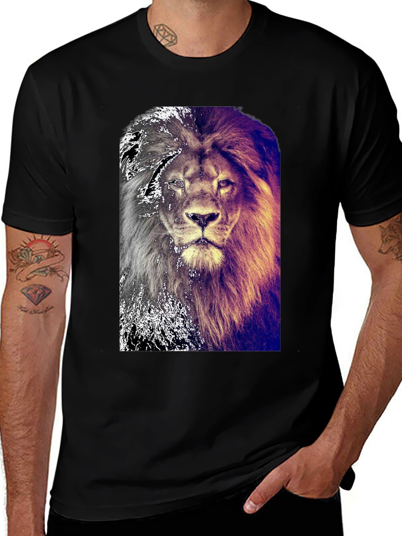 Variant 17 of Lion Graphic Black T-Shirt for Men