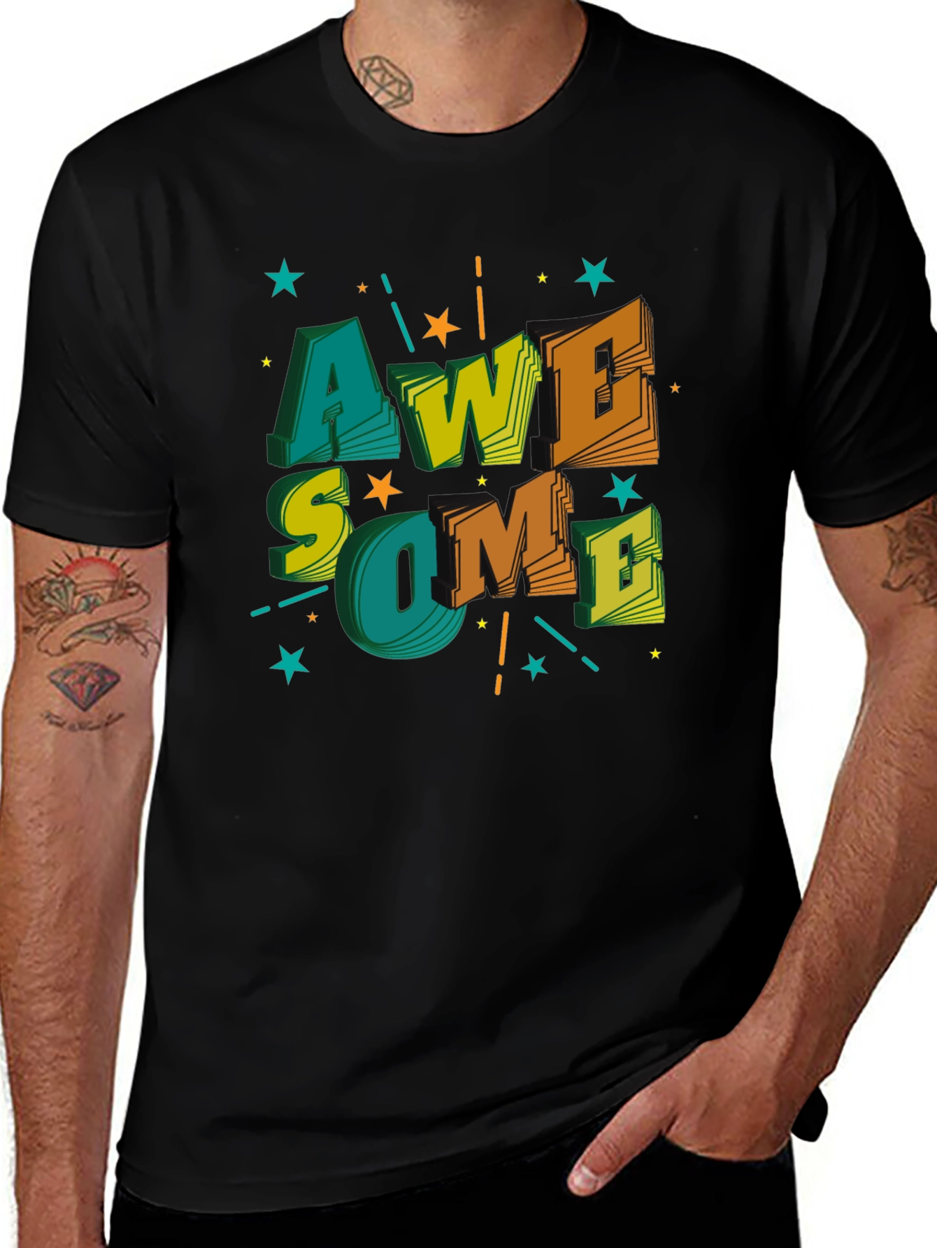 Variant 24 of Awesome Graphic Print Black T-Shirt