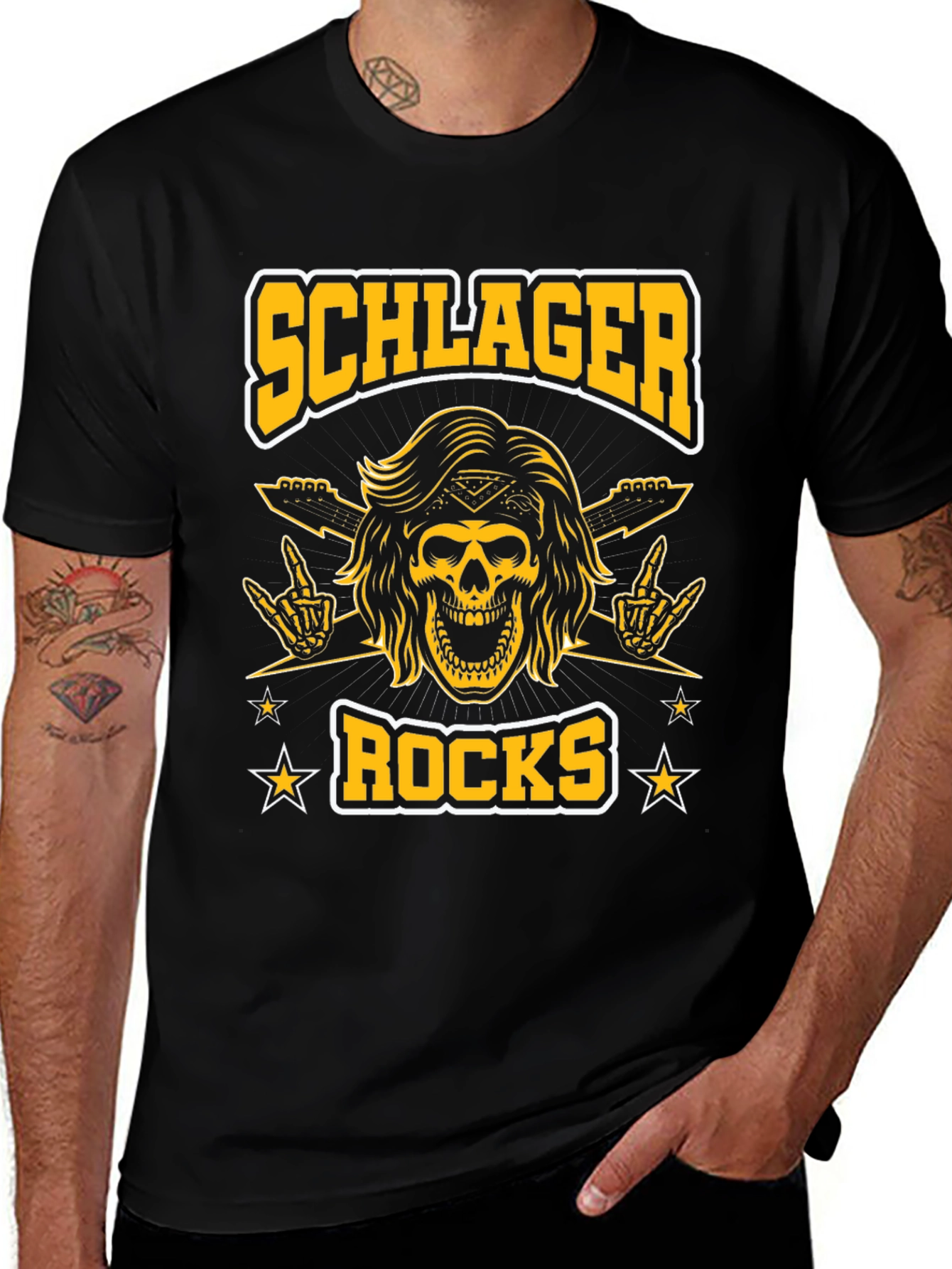 Variant 10 of Schlager Rocks Skull Guitar Graphic T-Shirt