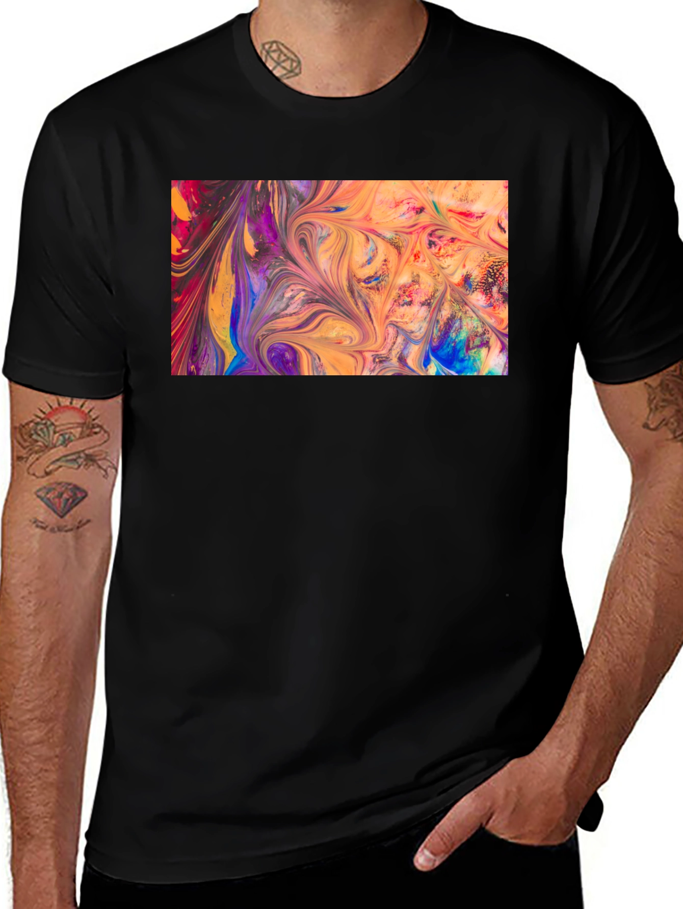 Variant 18 of Abstract Art Graphic Tee - Modern Black T-Shirt