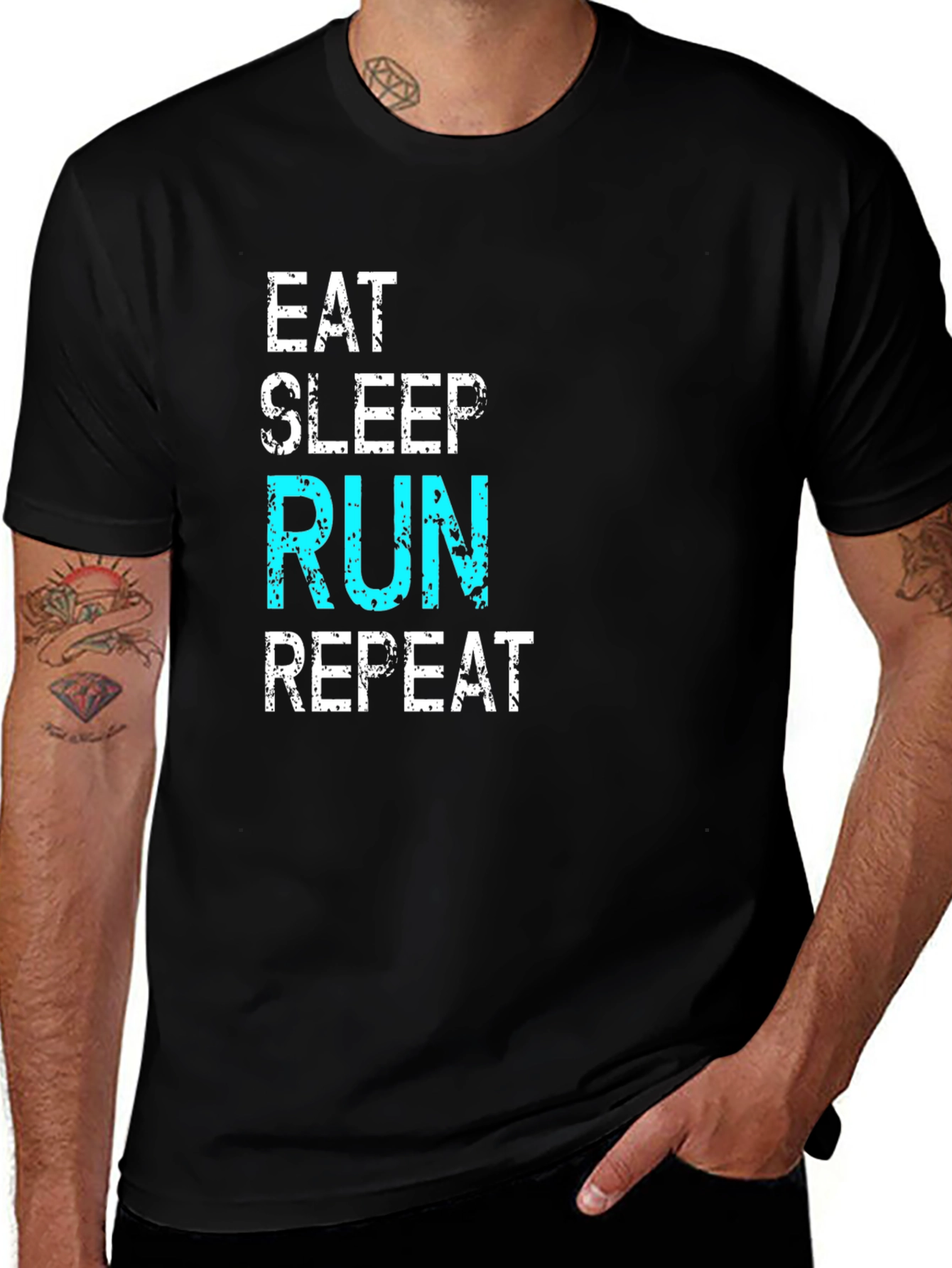 Variant 9 of Eat Sleep Run Repeat Men's Black T-Shirt