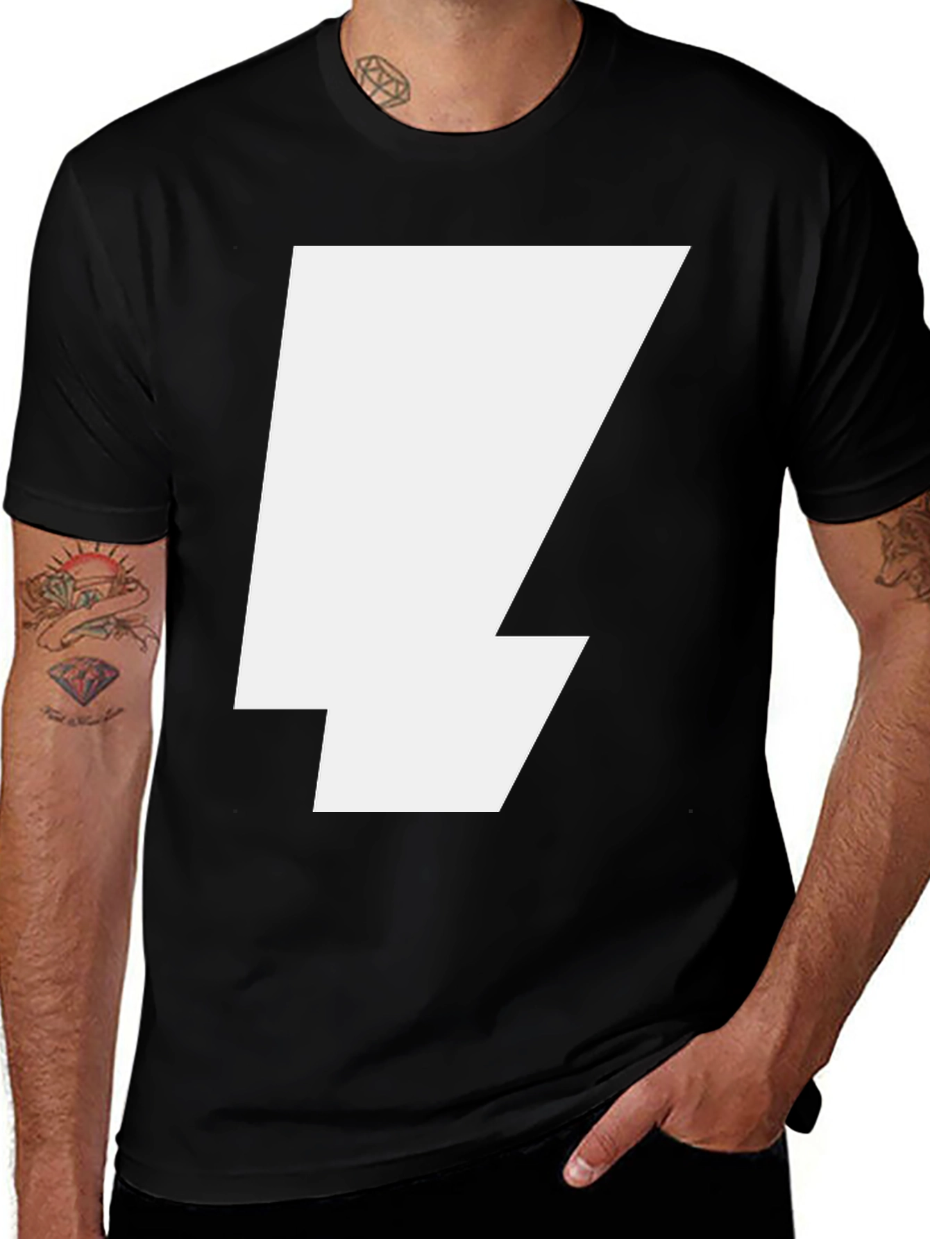 Variant 25 of Bold Lightning Bolt Graphic Tee - Black