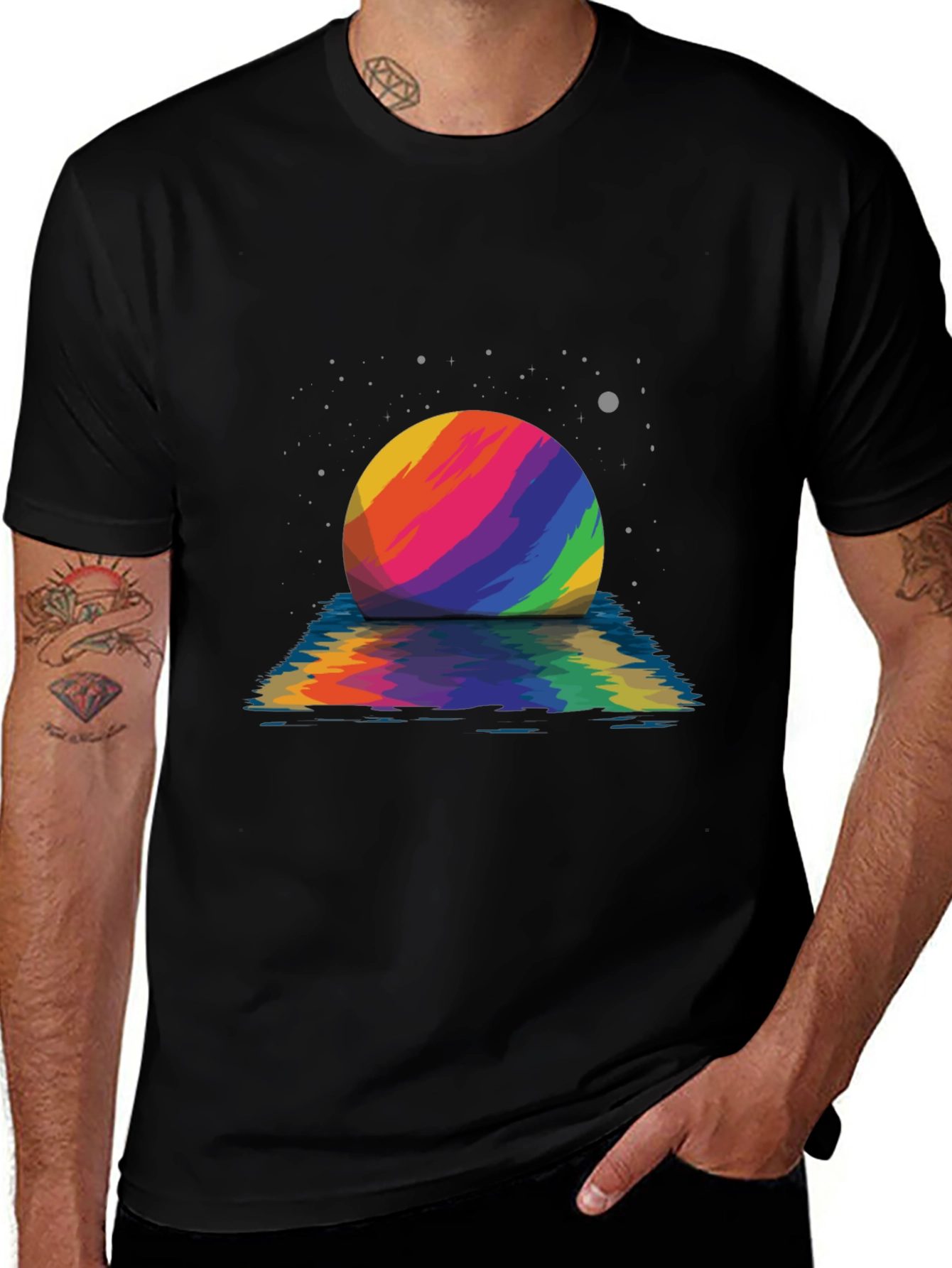 Variant 29 of Rainbow Planet Graphic Tee - Unisex Black T-Shirt