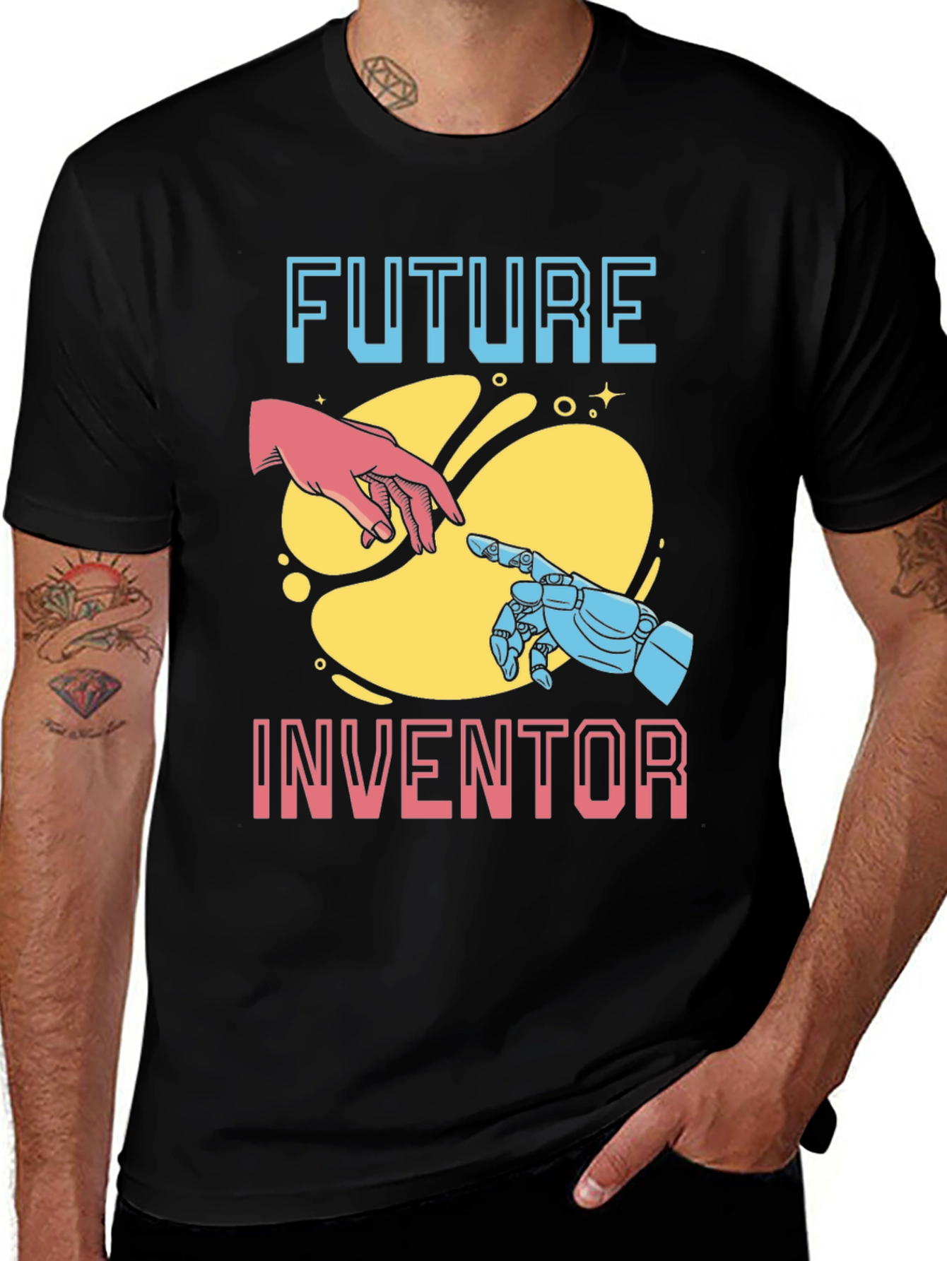 Future Inventor T-Shirt, Human and Robot Hands