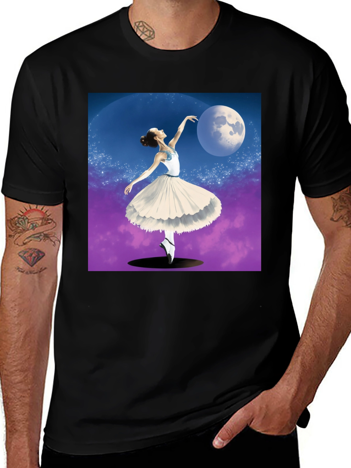 Variant 29 of Ballerina Moon Dance Graphic Tee - Black