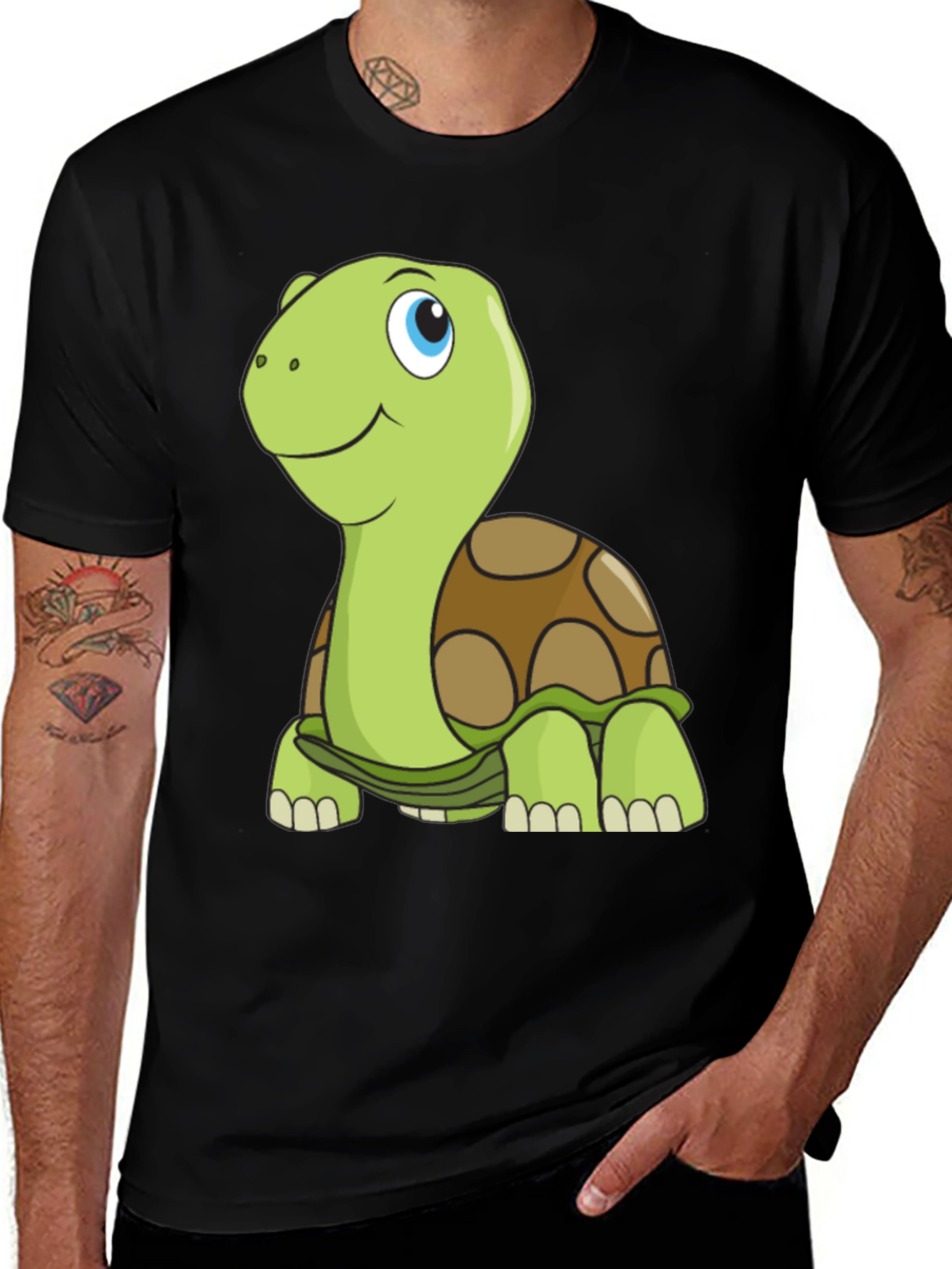 Variant 29 of Cute Turtle Graphic Tee - Black Unisex T-Shirt