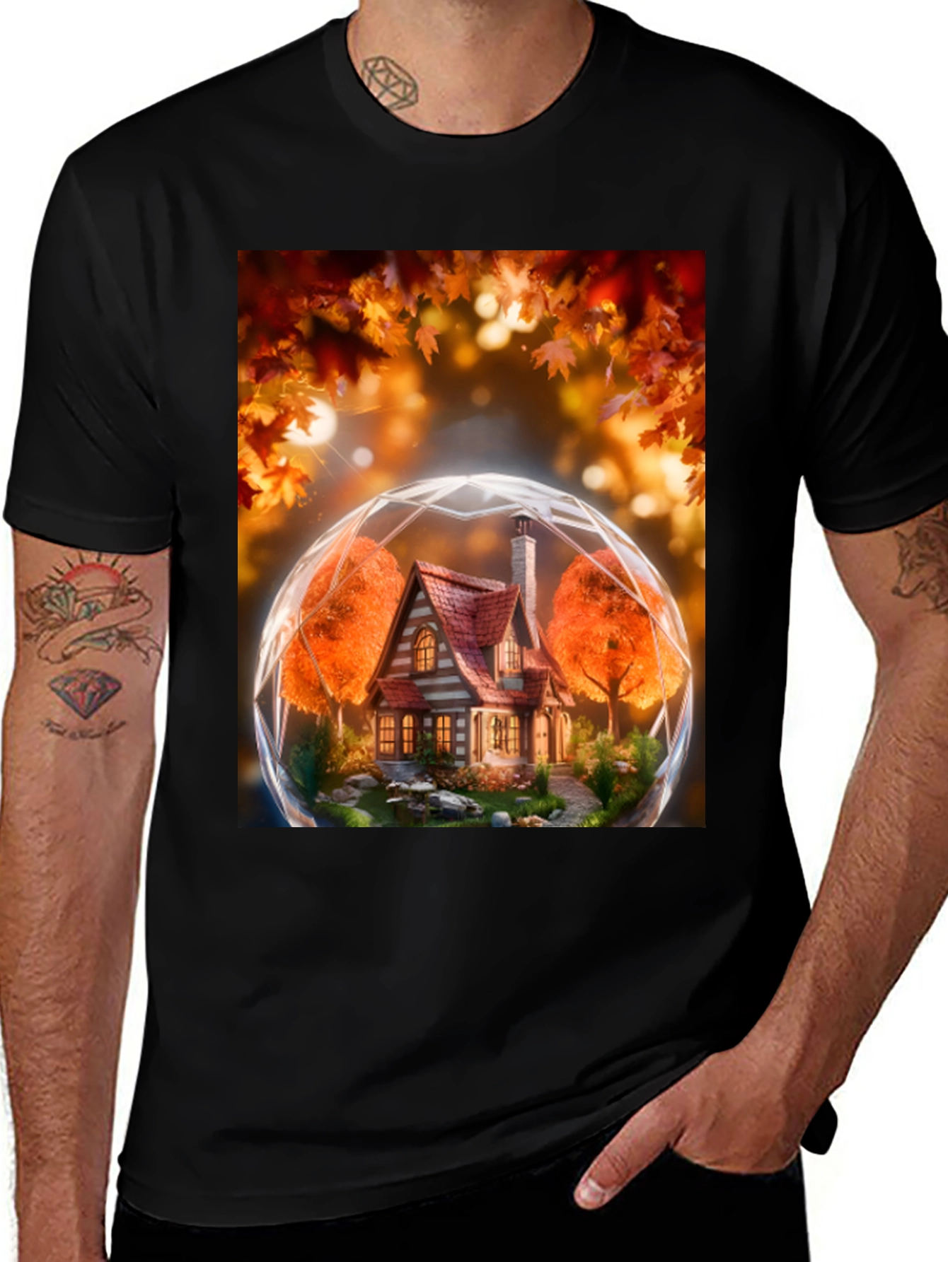 Variant 11 of Autumnal House Globe Graphic Tee