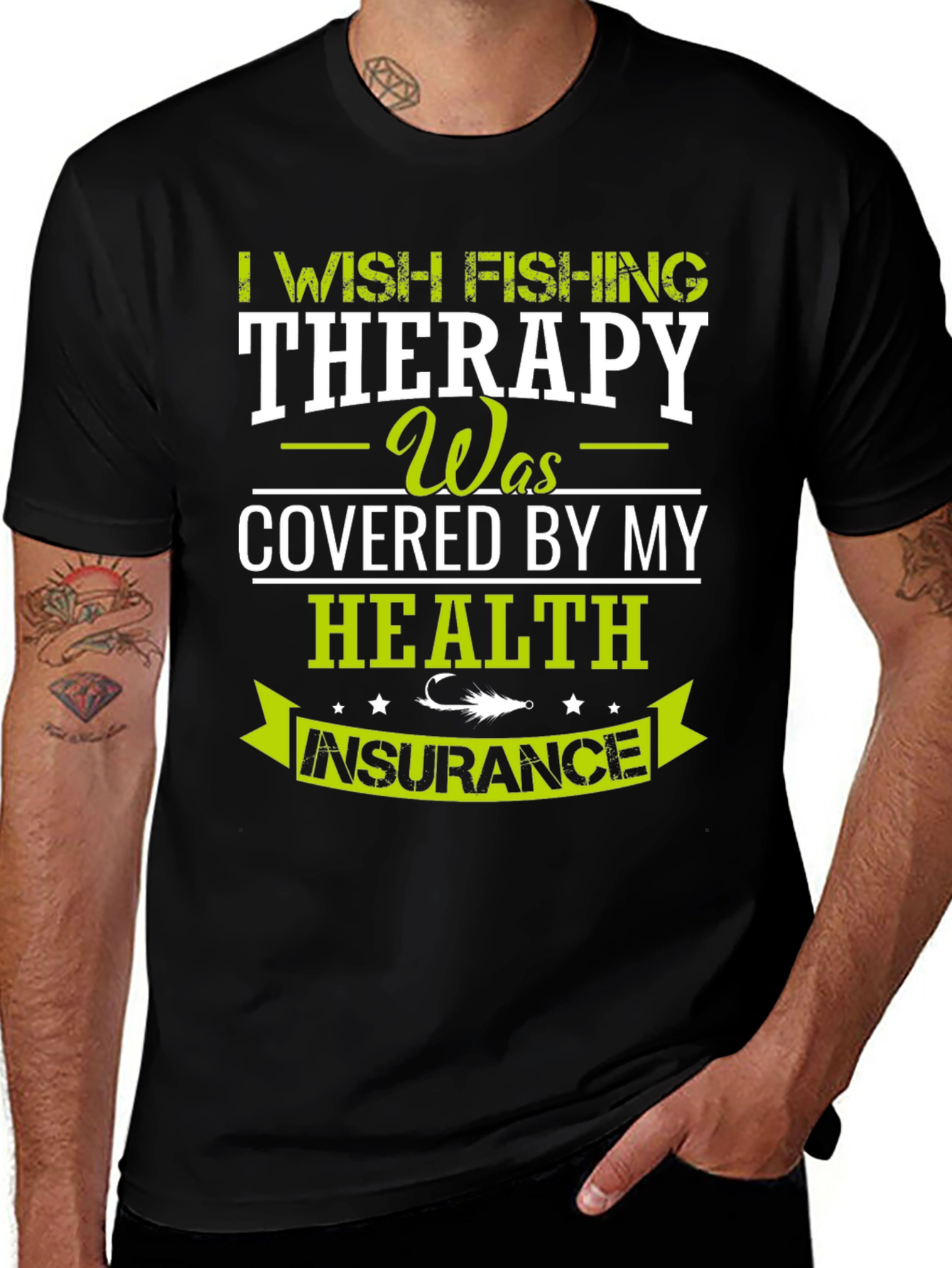 Variant 9 of Fishing Therapy Graphic Tee - Health Insurance Humor