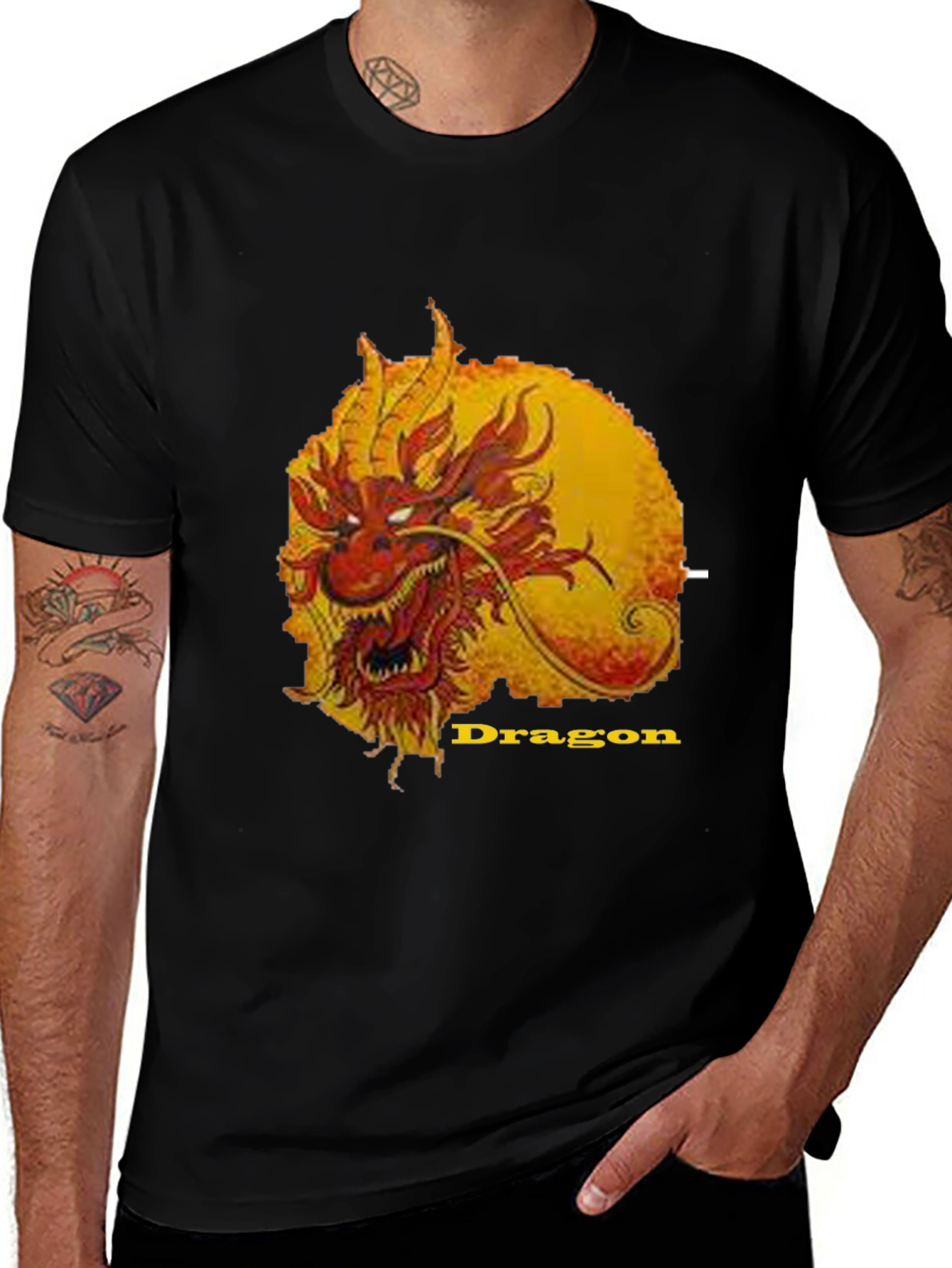 Variant 9 of Dragon Graphic Print T-Shirt - Black