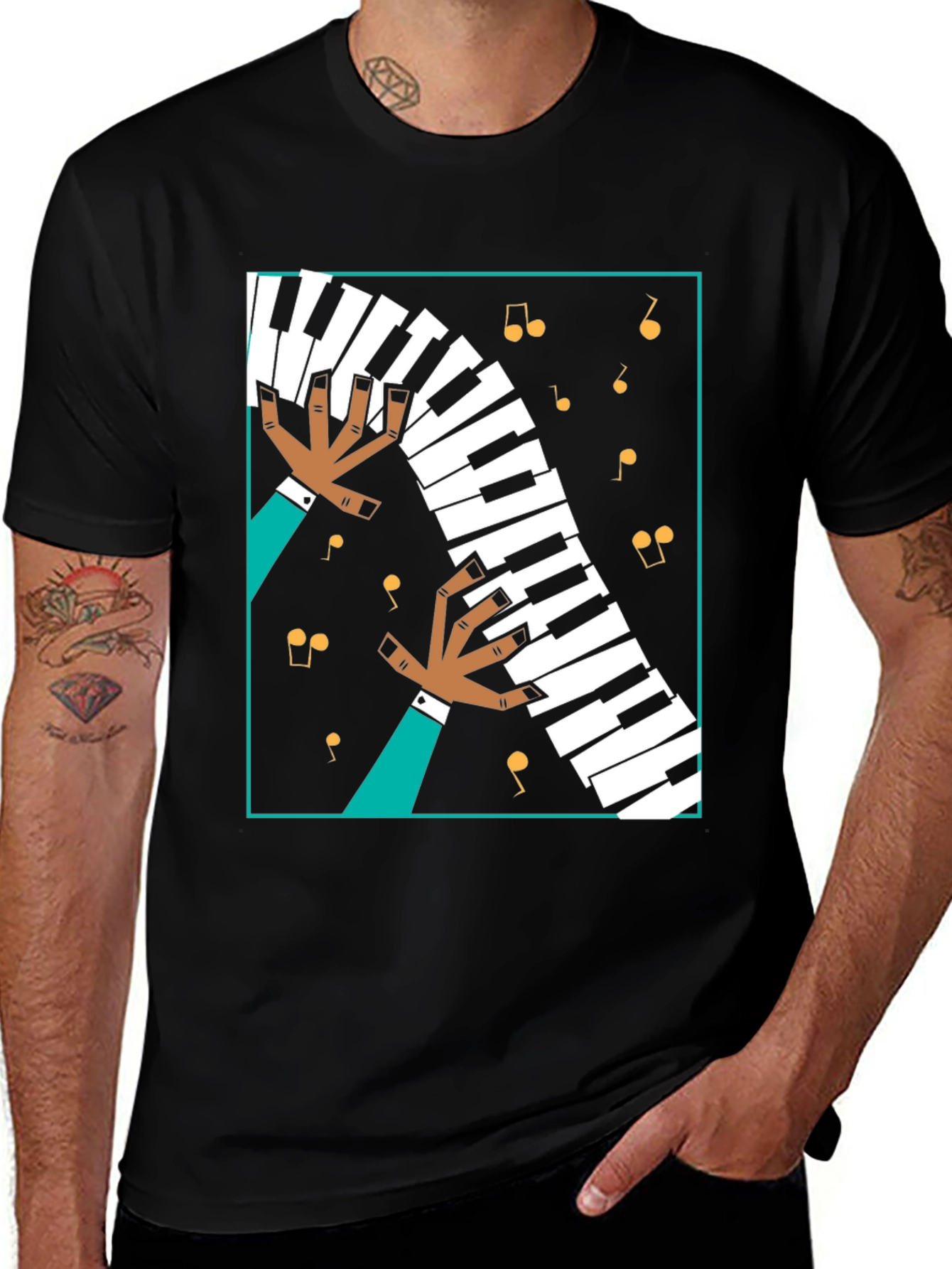 Variant 30 of Musical Hands Graphic T-Shirt - Black