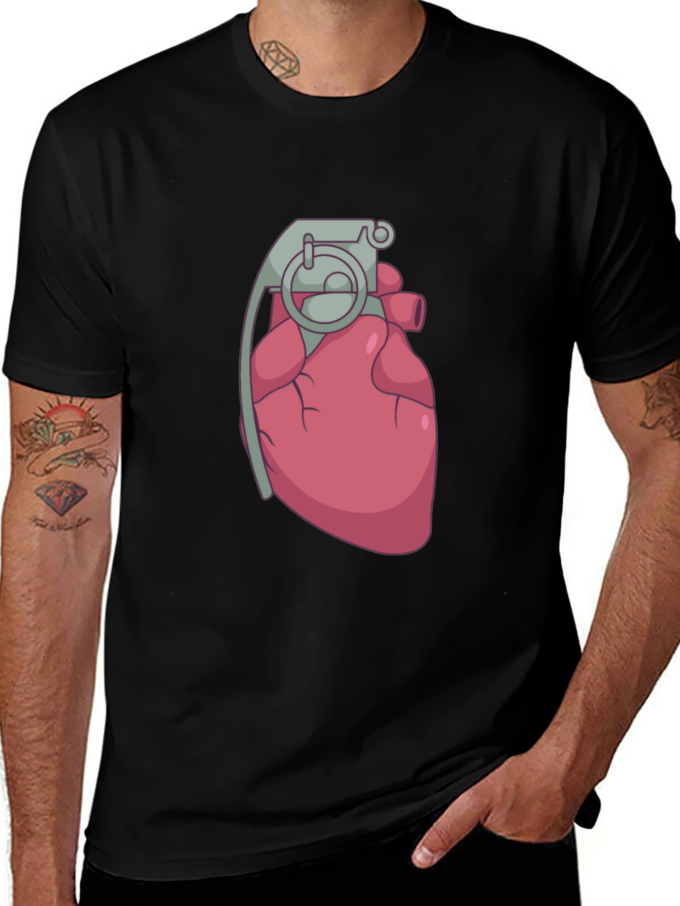Variant 26 of Heart Grenade Black T-Shirt
