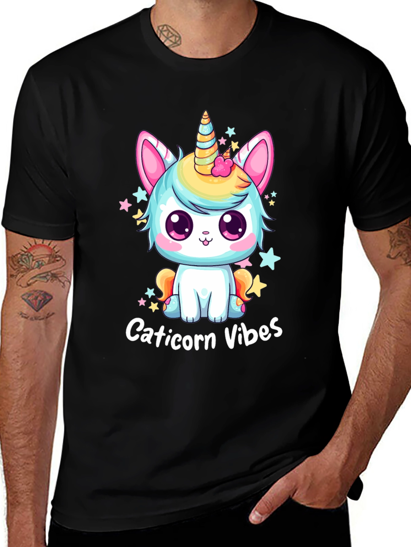 Variant 4 of Caticorn Vibes T-Shirt - Cute Kawaii Cat Unicorn Tee