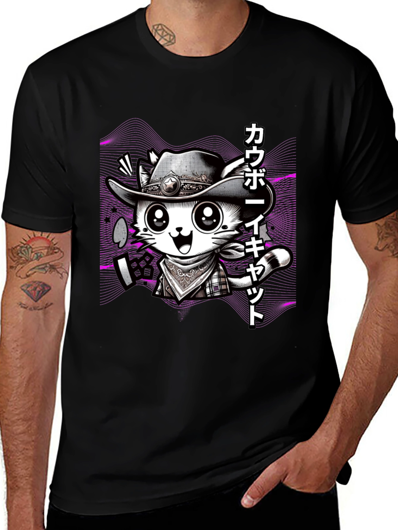 Variant 23 of Cowboy Cat Anime Graphic Tee