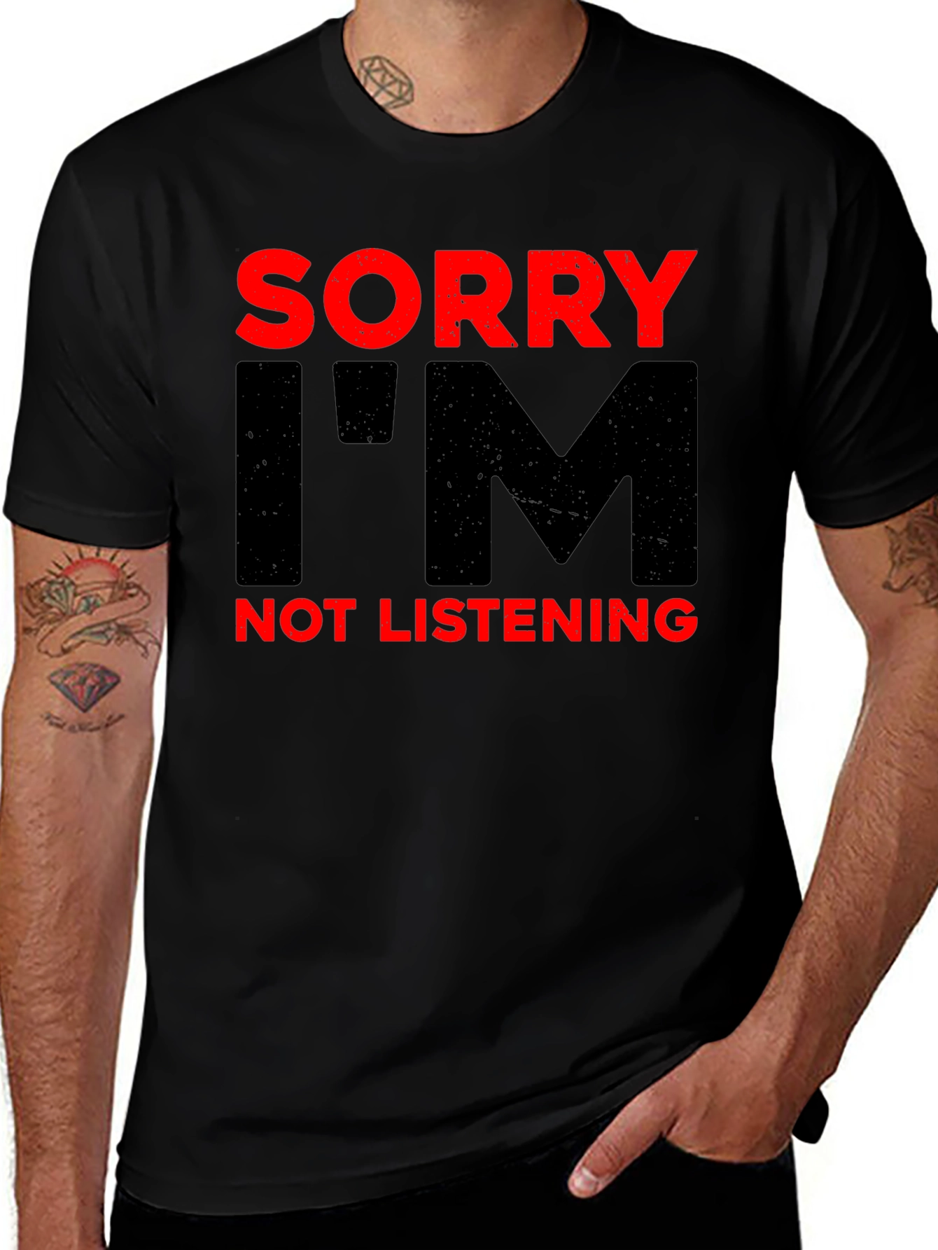 Variant 7 of Sorry I'm Not Listening Black T-Shirt