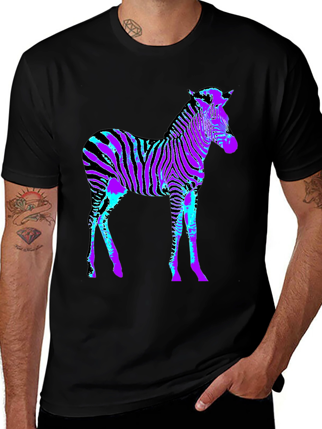Variant 9 of Vaporwave Zebra Graphic Tee