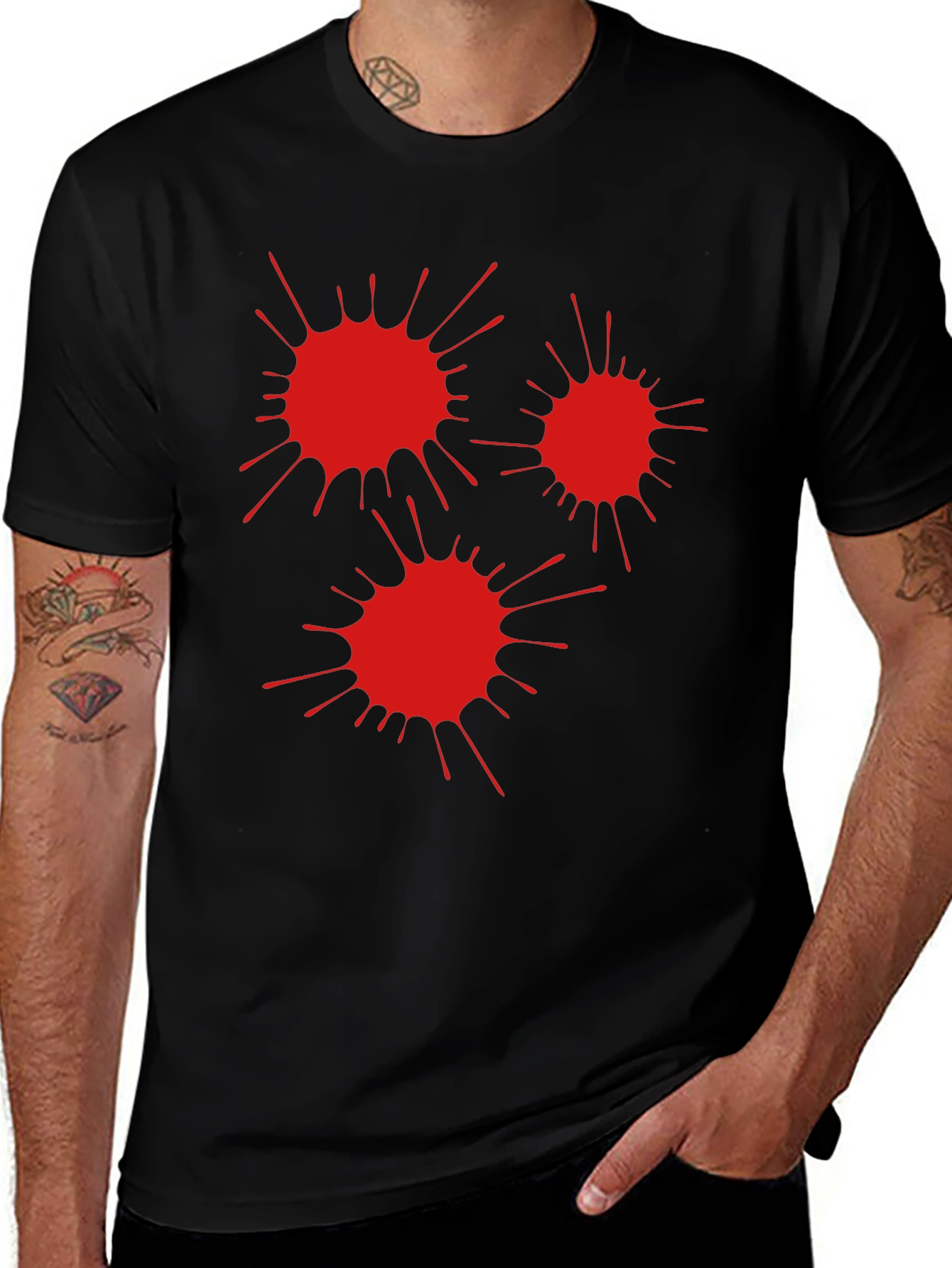 Variant 11 of Red Splatter Black T-Shirt