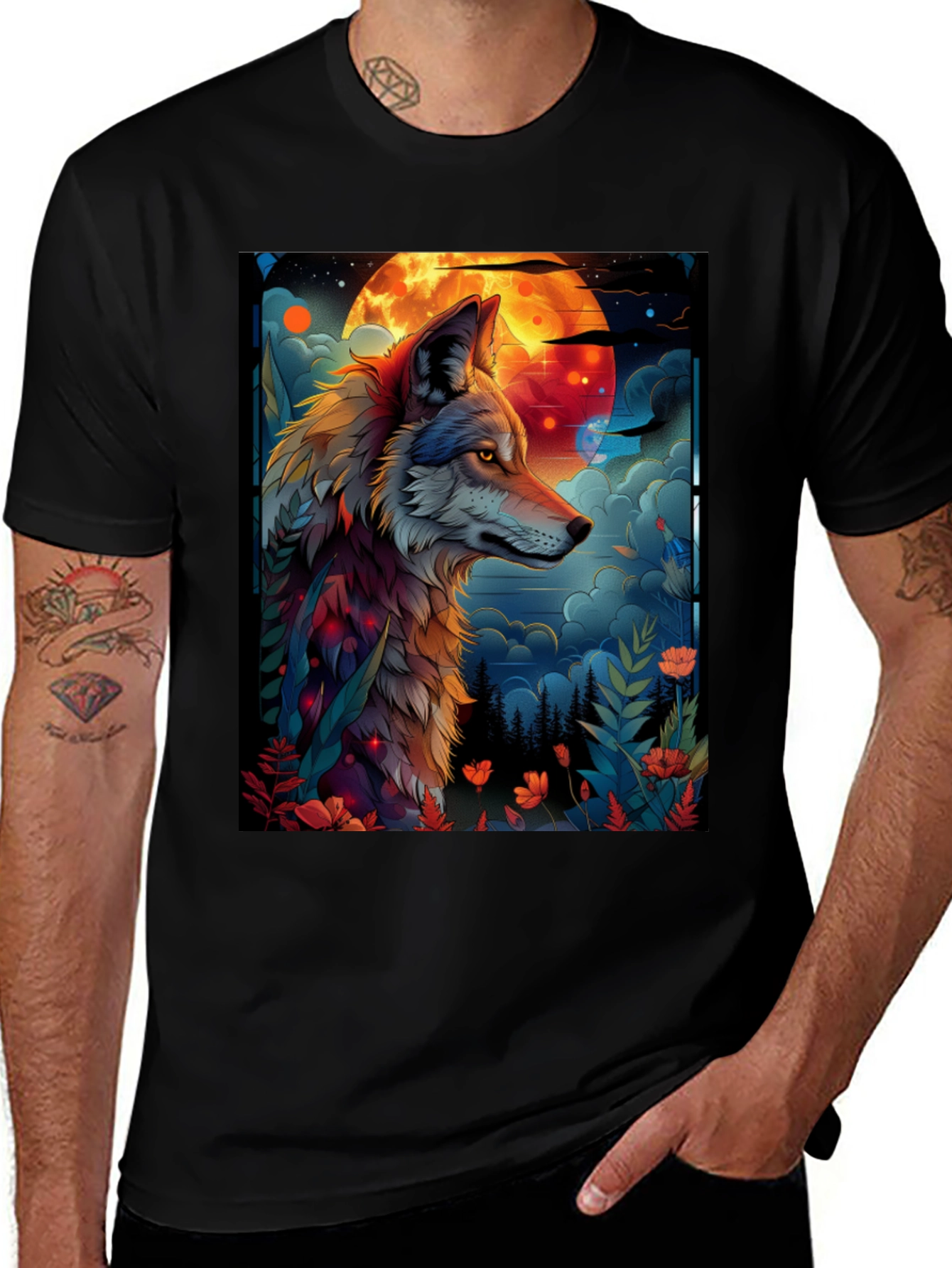 Variant 16 of Wolf Moon Graphic Tee - Unique Design