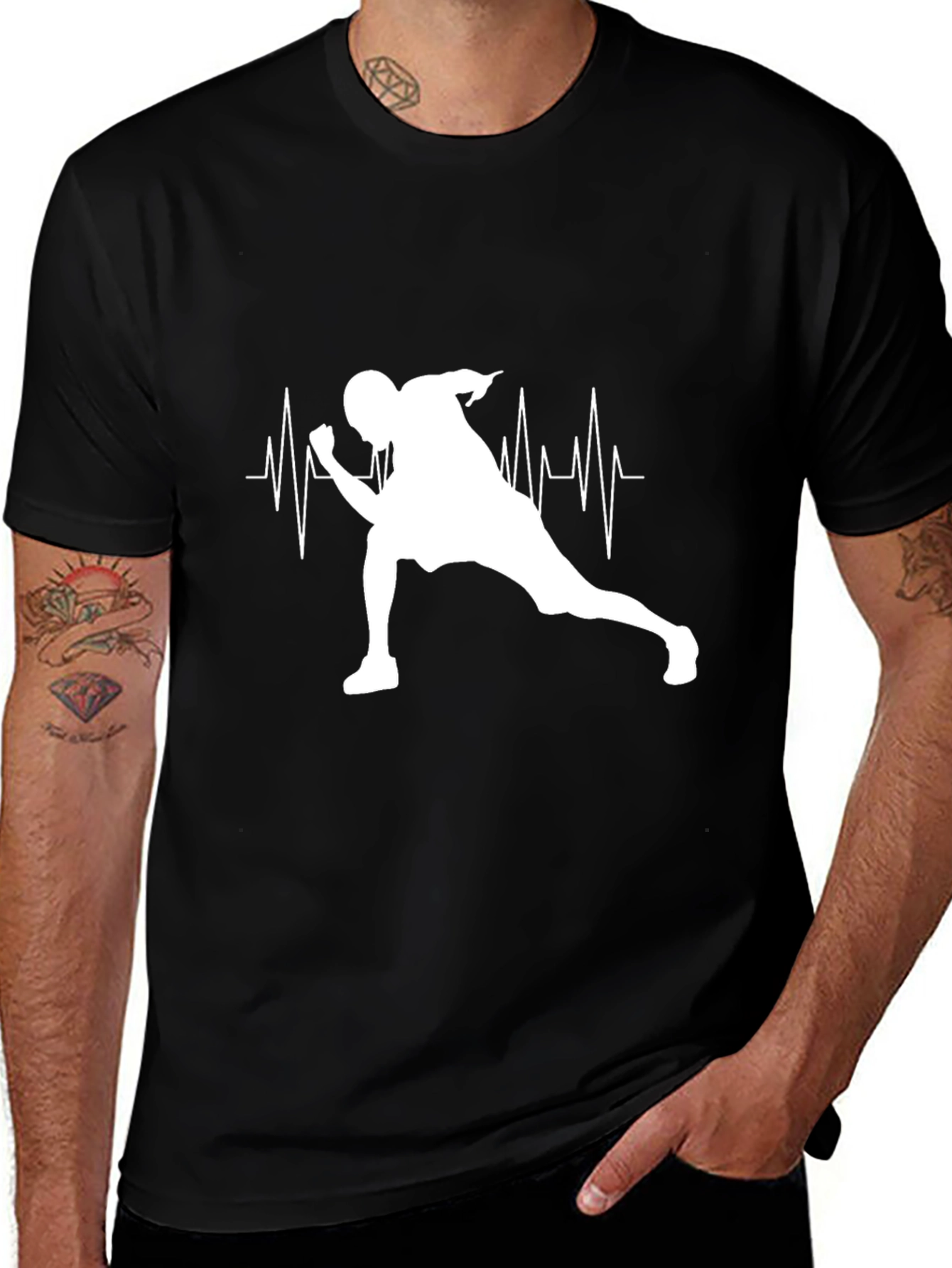 Variant 5 of Heartbeat Runner Black T-Shirt