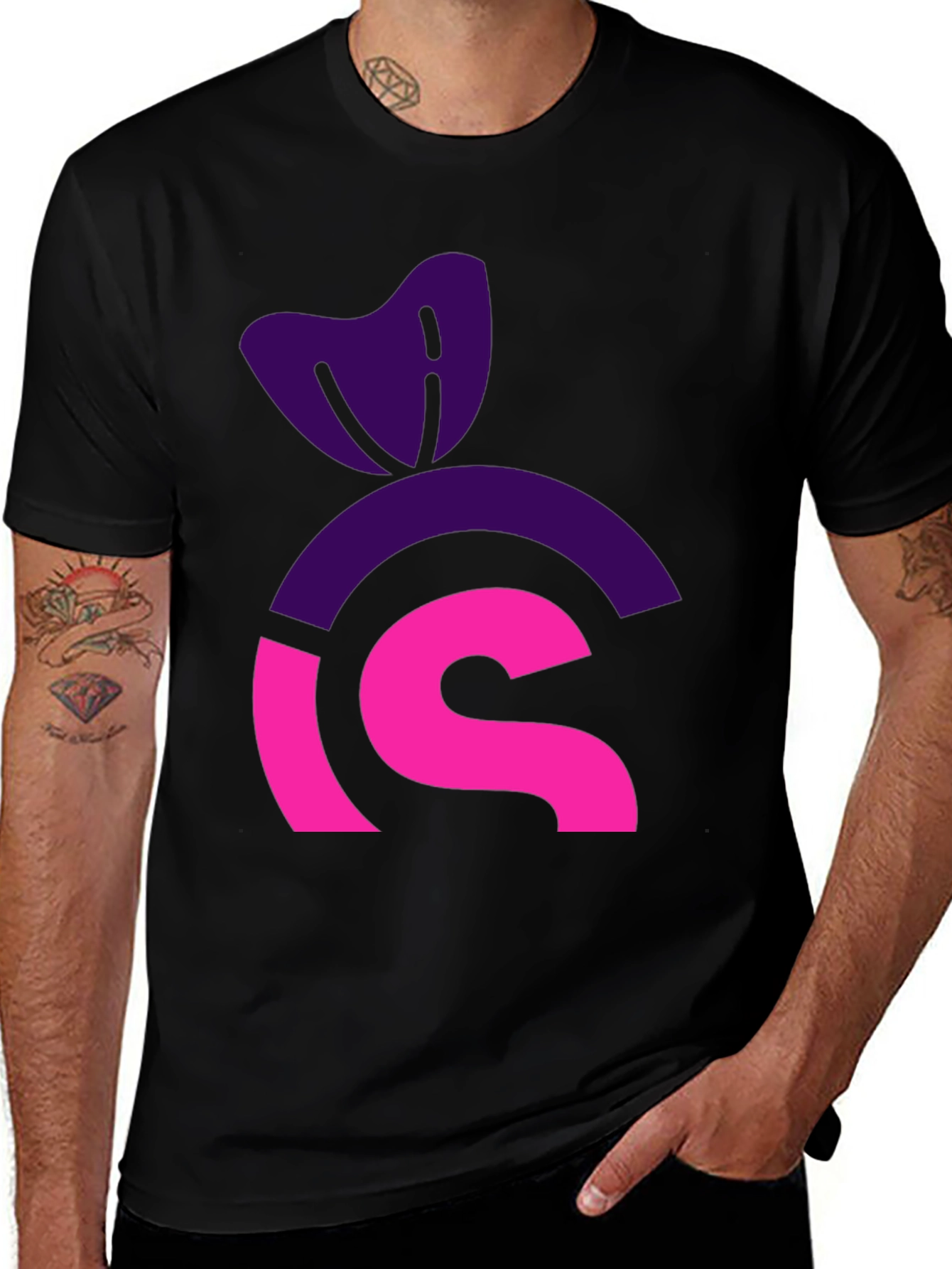 Variant 22 of Modern Graphic Tee: Purple & Pink Icon Design