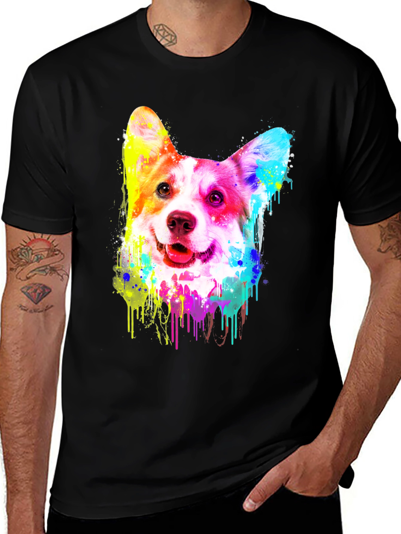 Variant 18 of Rainbow Corgi Dog Graphic Tee - Stylish & Unique Design