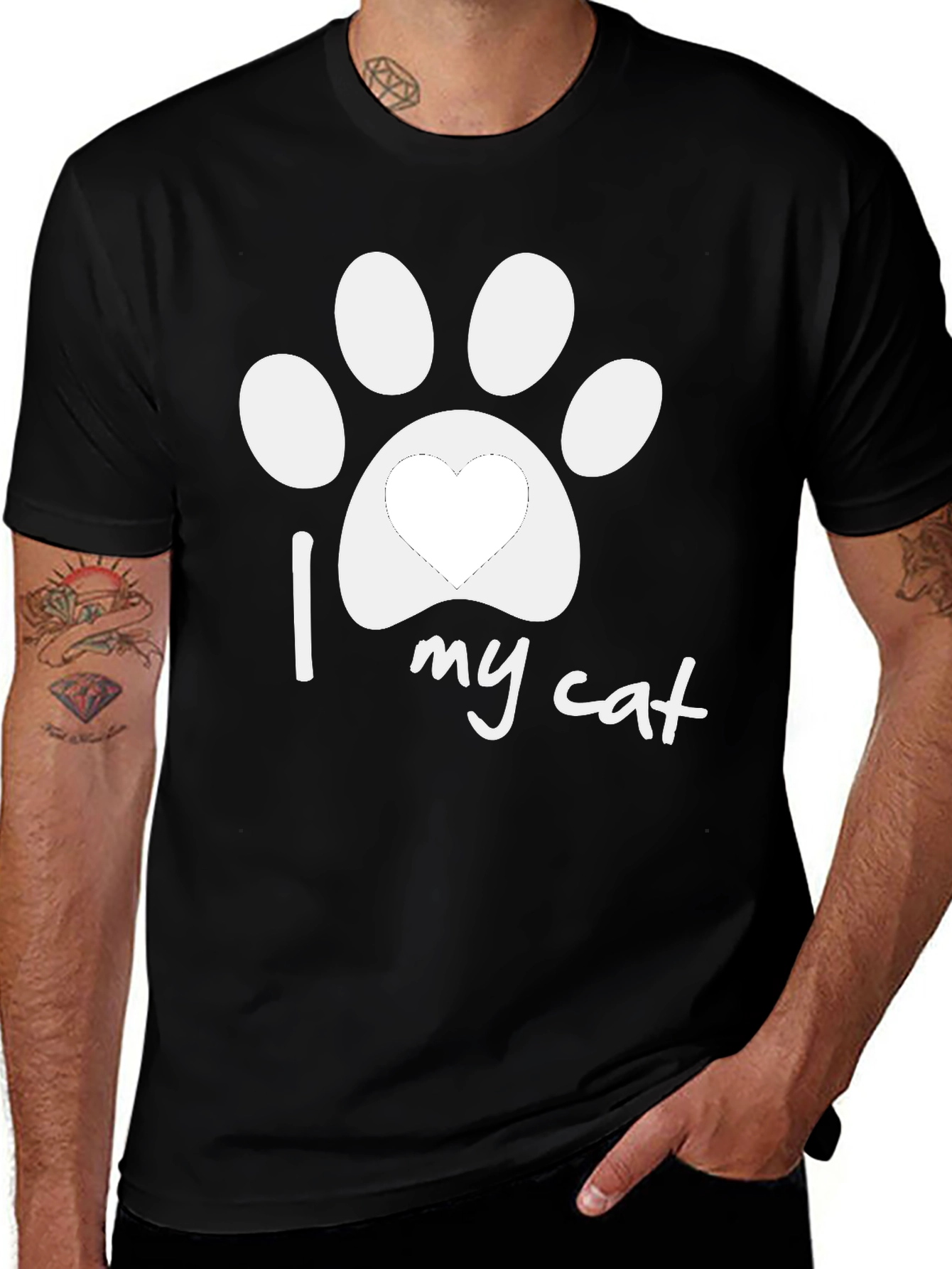 Variant 21 of I Love My Cat Paw Print T-Shirt - Unisex