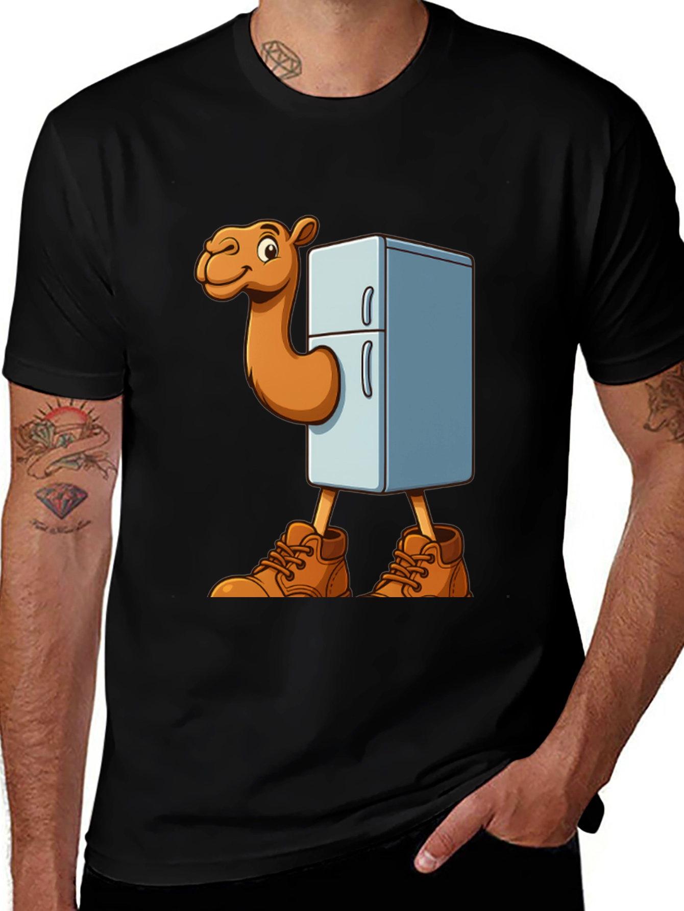 Variant 7 of Funny Camel Refrigerator Cartoon Graphic T-Shirt