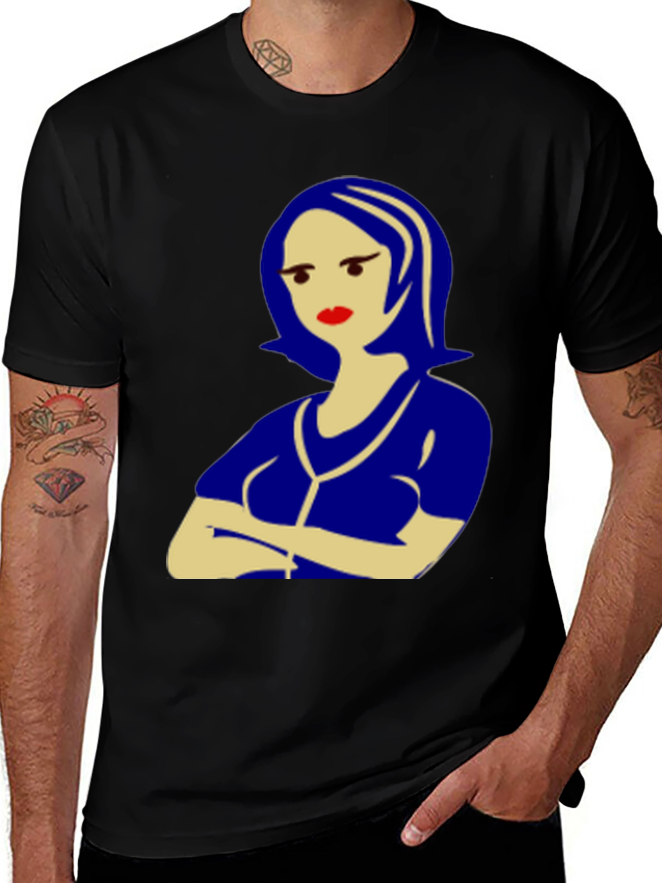 Variant 22 of Stylish Graphic Print Tee - Blue Lady Design