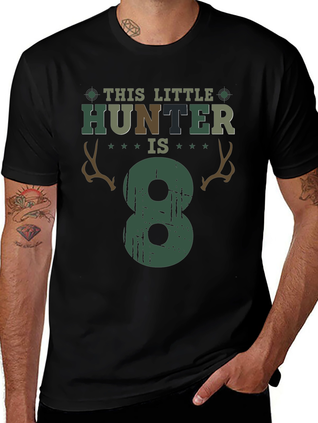 This Little Hunter is 8 - Birthday T-Shirt