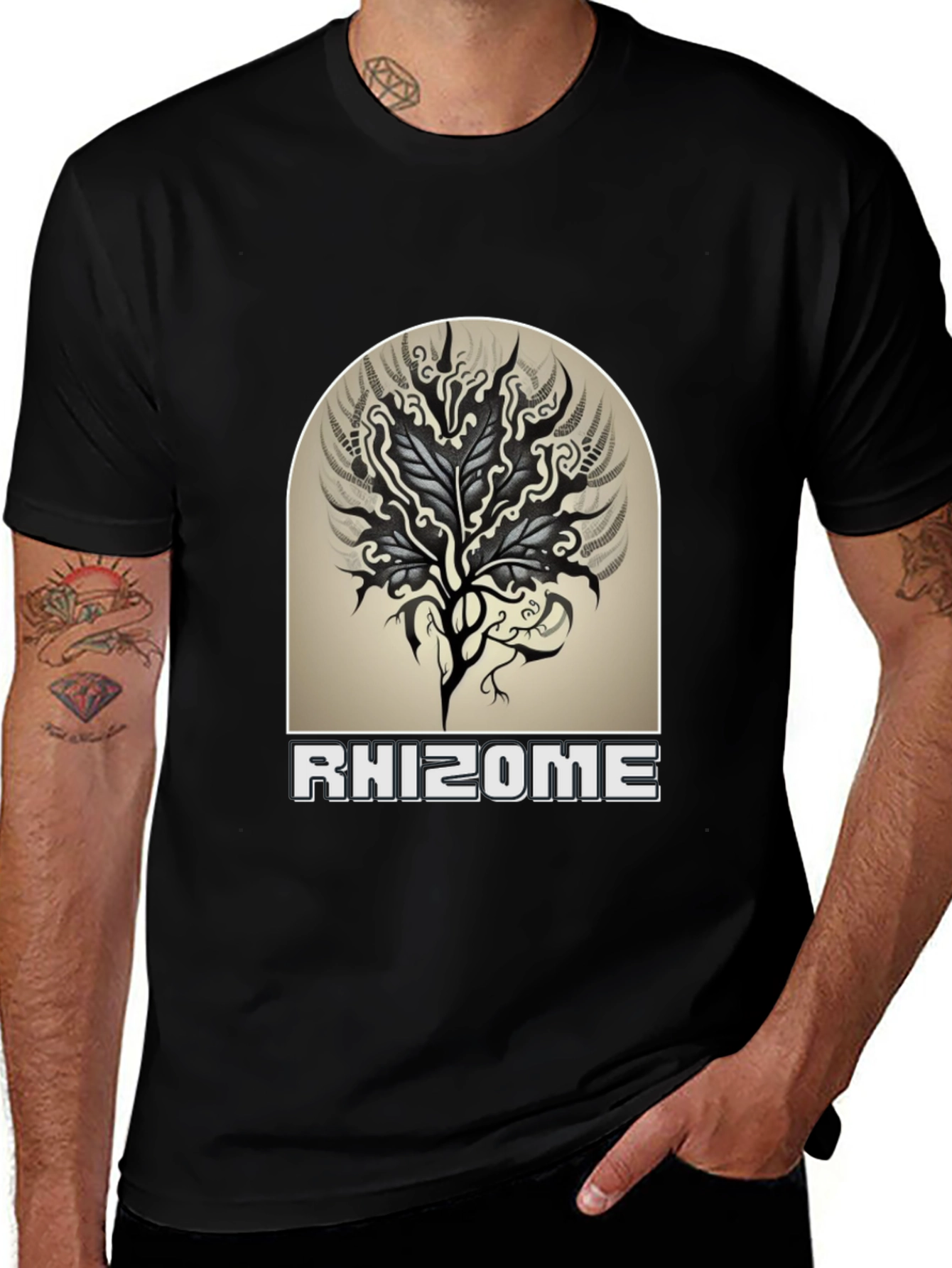 Variant 21 of Rhizome Graphic Tee - Black Cotton Casual T-Shirt