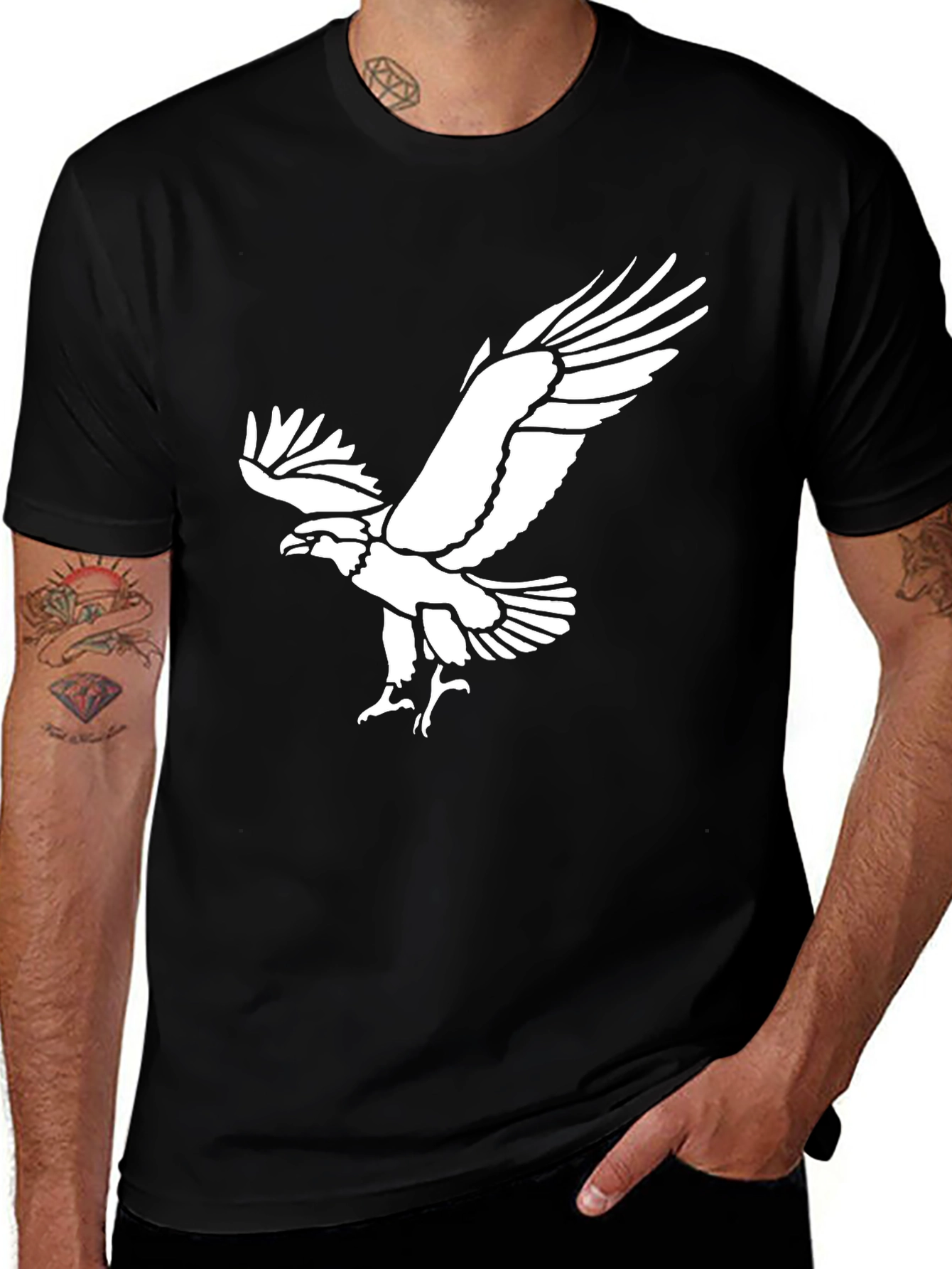 Variant 24 of Eagle Graphic T-Shirt - Black Cotton Tee