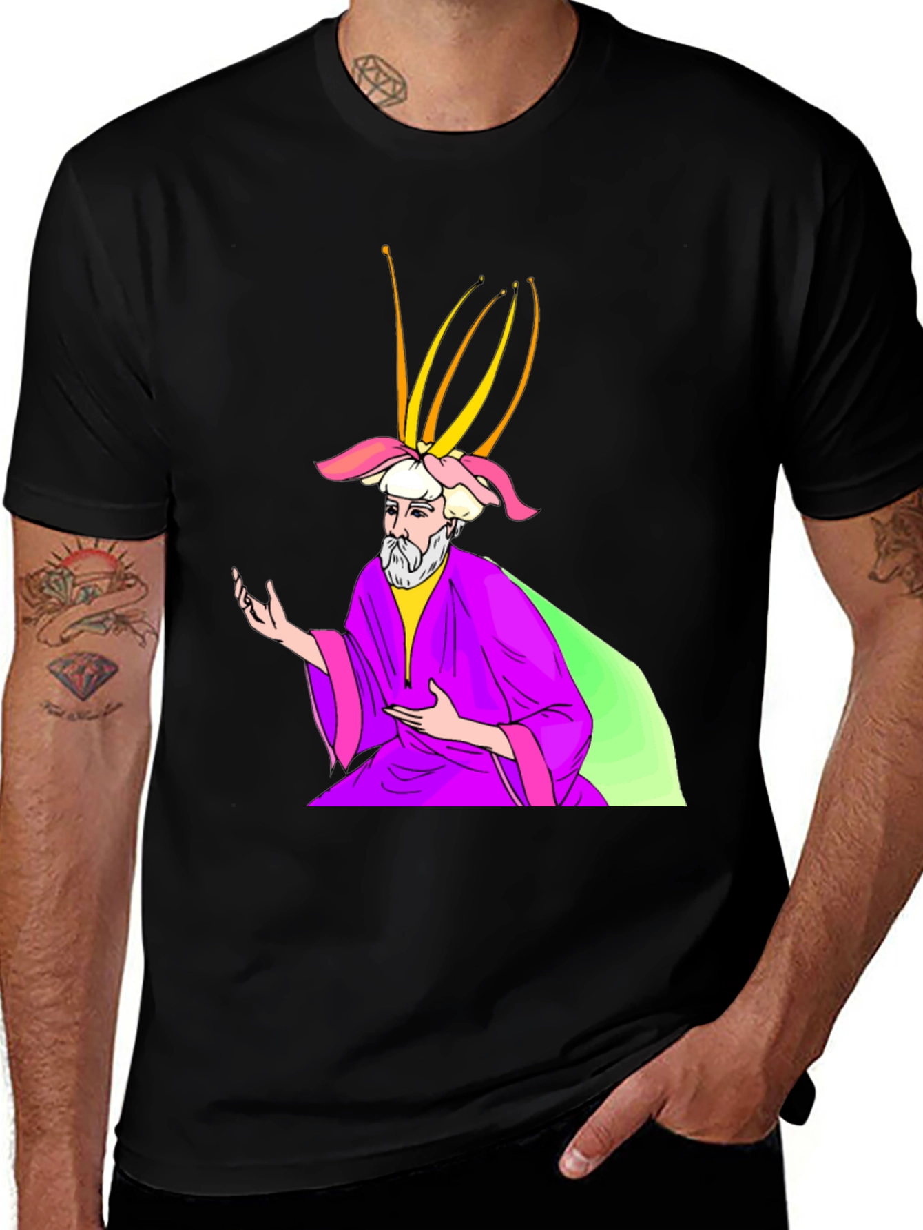 Variant 3 of Wizard Graphic Print Black T-Shirt