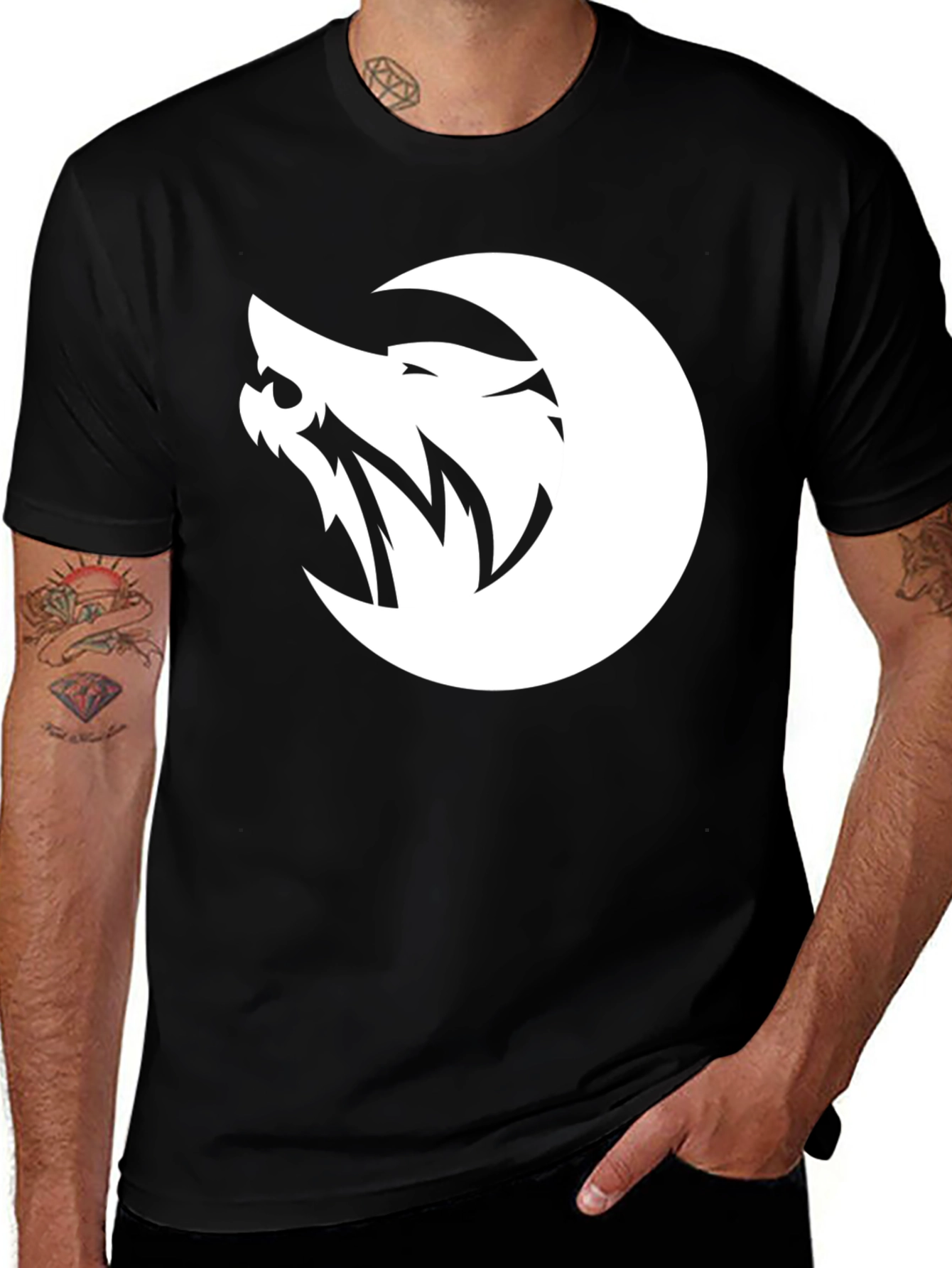 Variant 17 of Wolf Moon Graphic Tee - Men's Black T-Shirt
