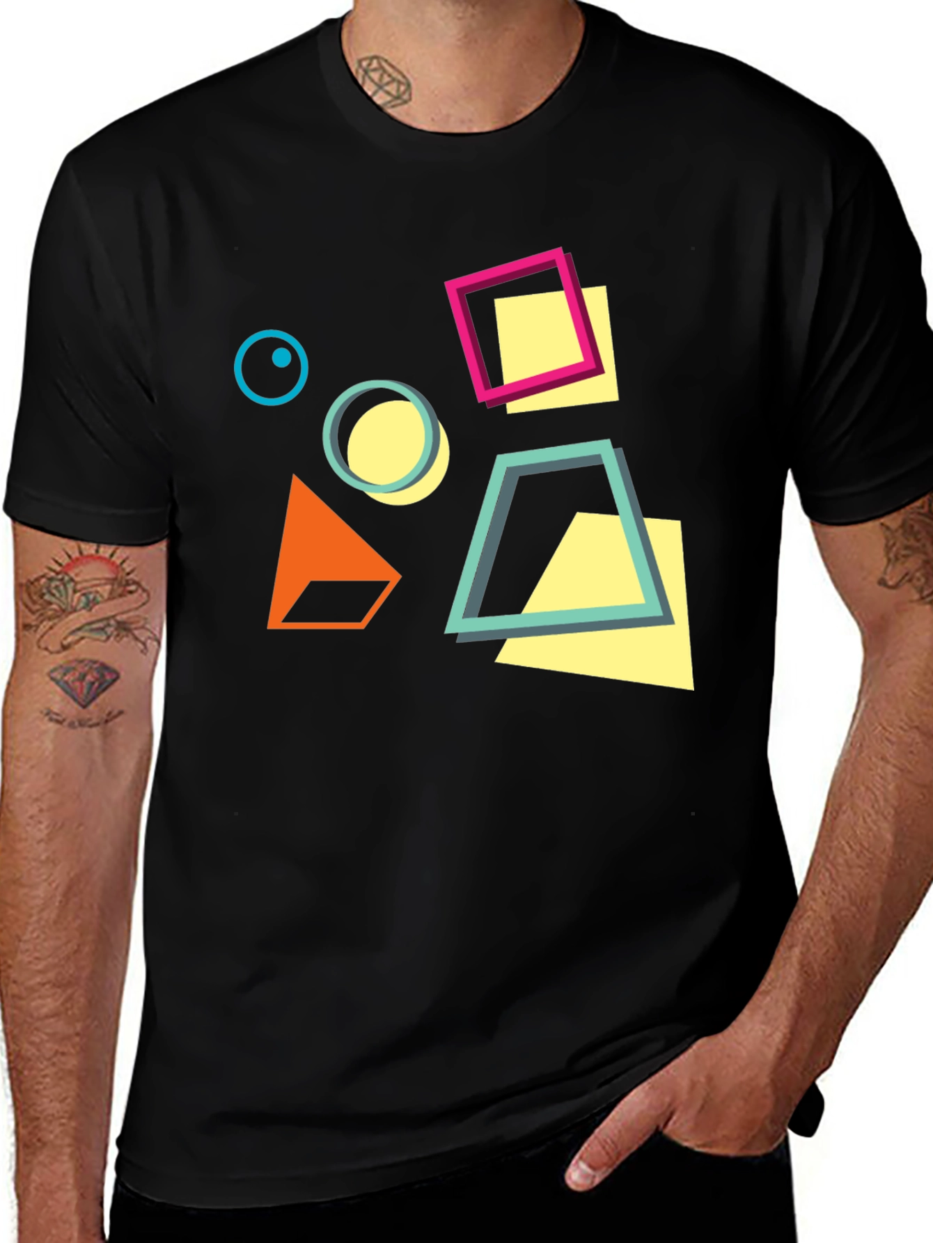 Variant 20 of Geometric Design Black T-Shirt