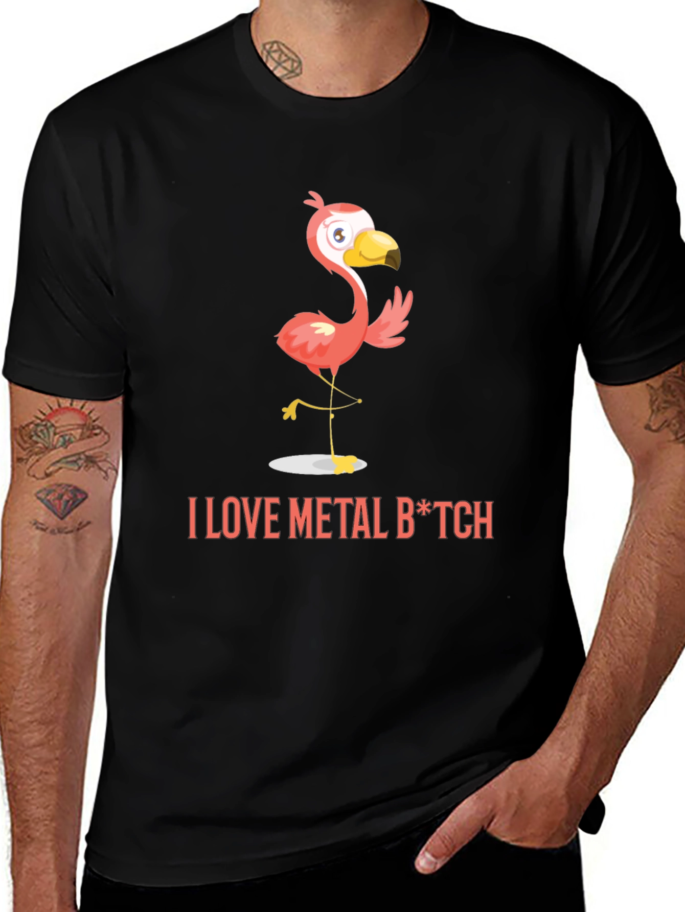 Variant 26 of I Love Metal Flamingo T-Shirt - Unique Graphic Tee