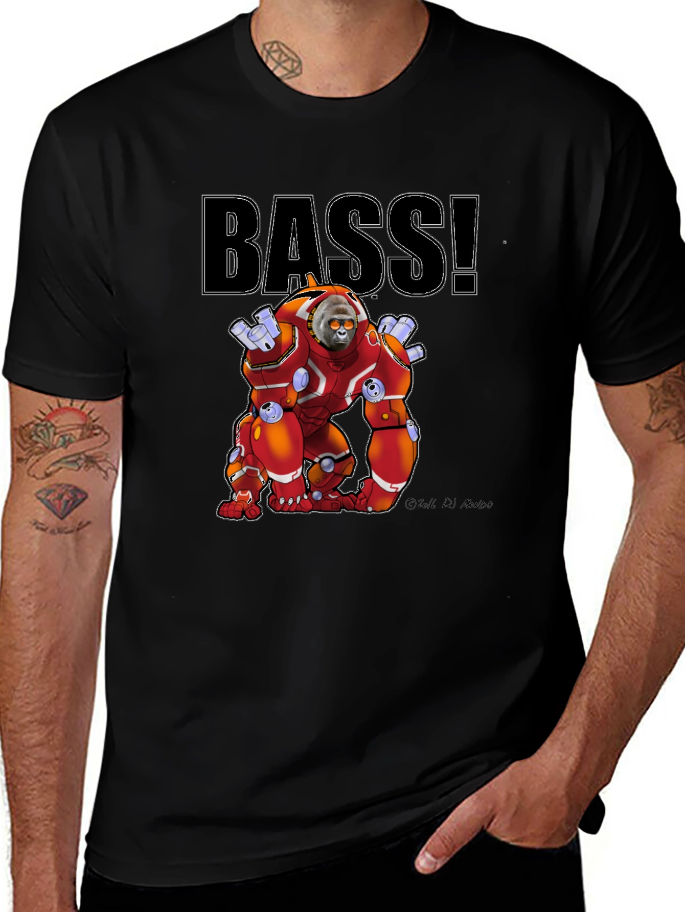 Variant 28 of Bass! Gorilla Mech T-Shirt - Cool Graphic Tee