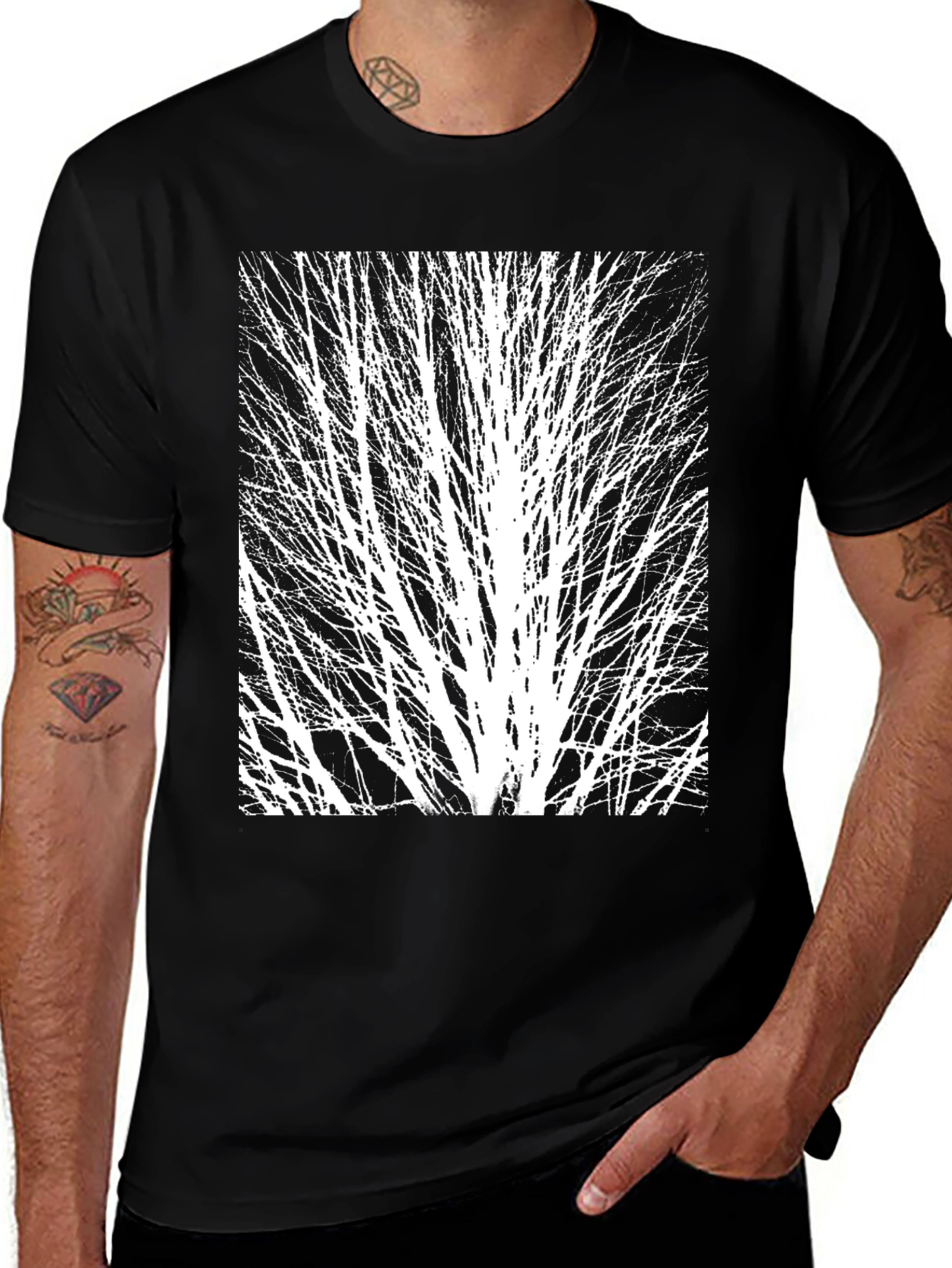 Variant 20 of Abstract Tree Graphic Black Tee