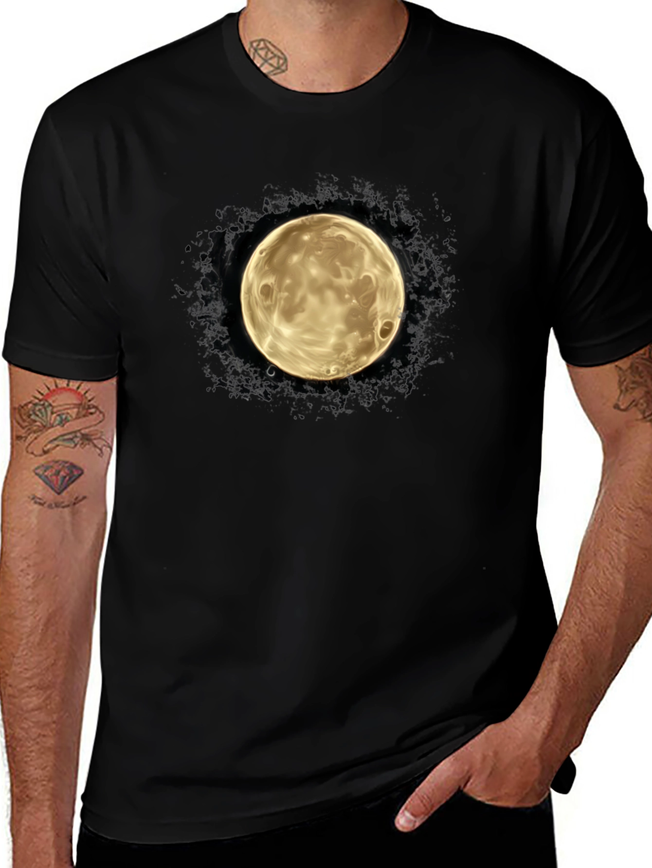 Variant 30 of Lunar Graphic Tee - Men's Black Cotton T-Shirt