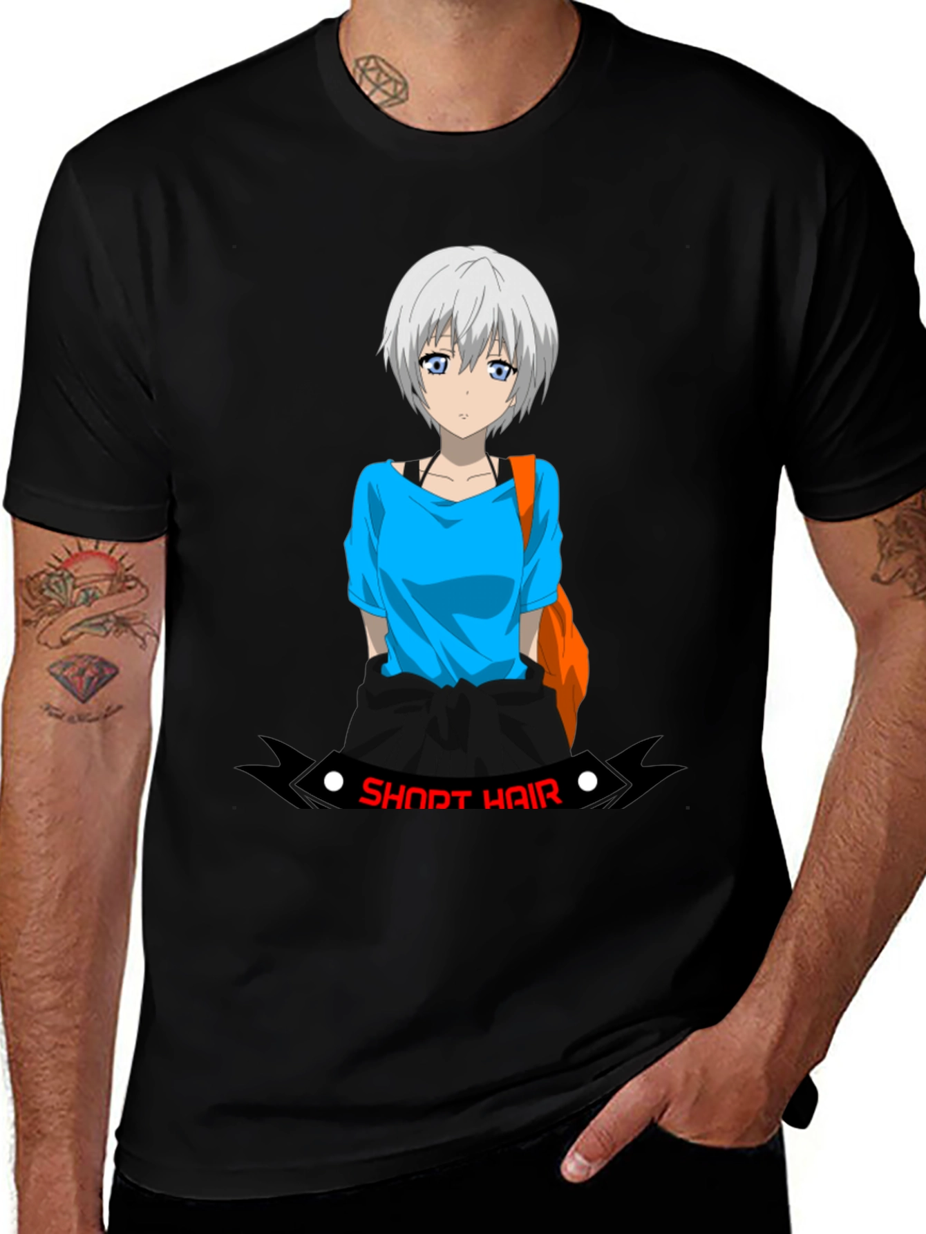 Variant 25 of Anime Girl Graphic Tee - Short Hair Design