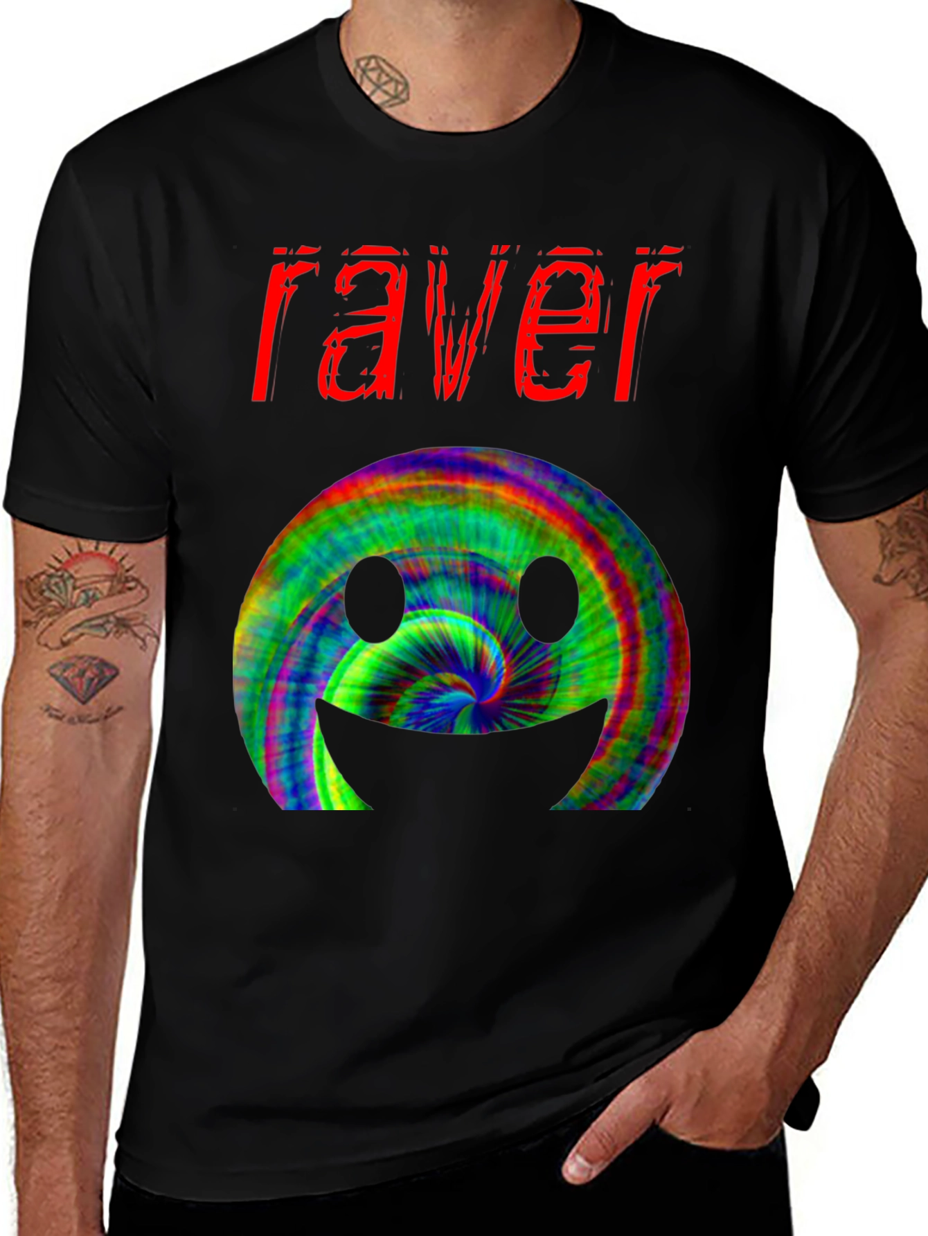 Variant 26 of Raver Smiley Face Black T-Shirt